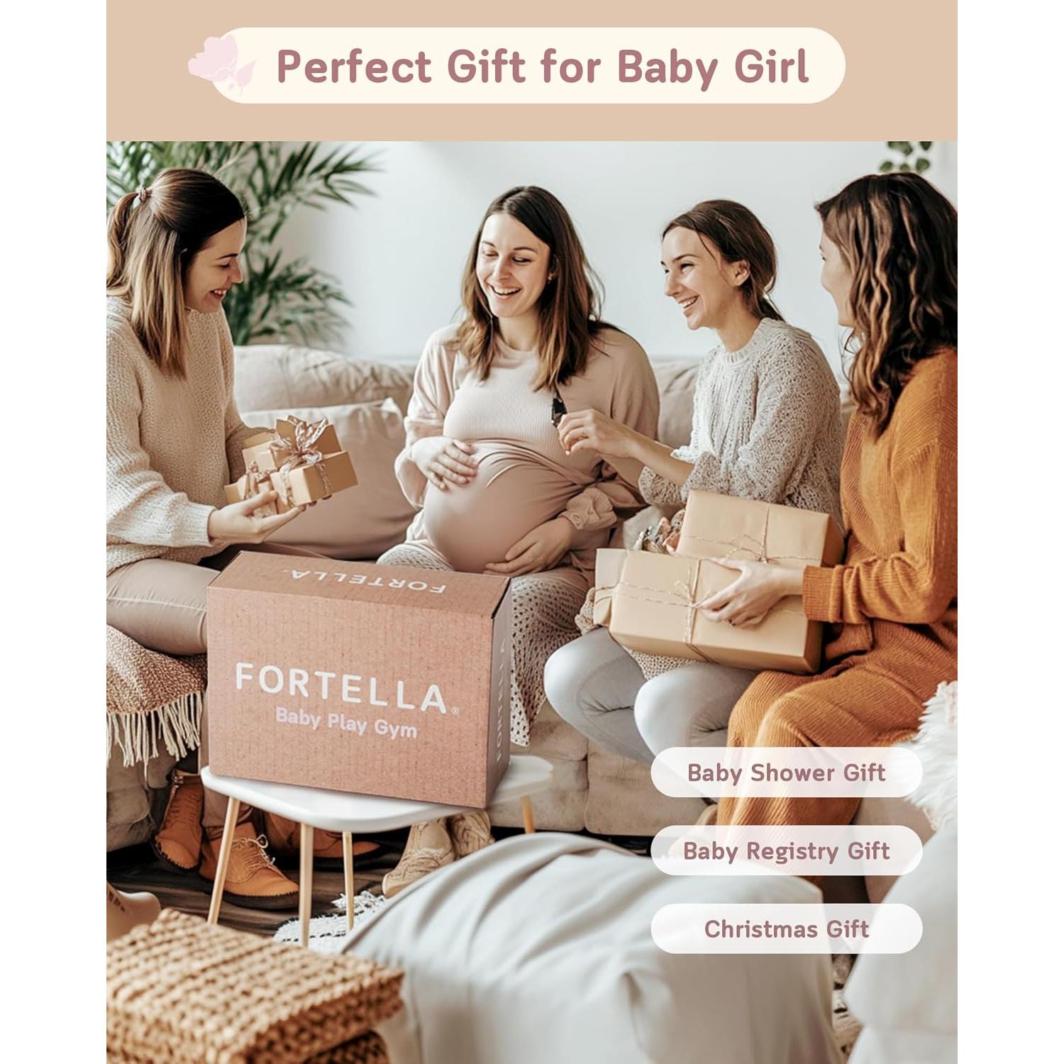 Gimnasio de Juego Fortella para Bebés Rosa Claro con 5 Juguetes