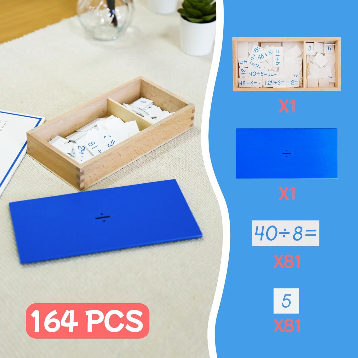 Caja de Ecuaciones de División Montessori MONTESSORI OUTLET 164 Piezas