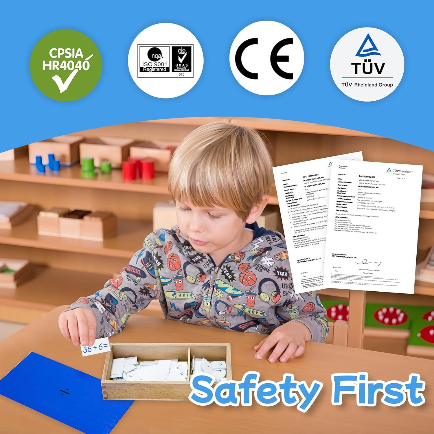 Caja de Ecuaciones de División Montessori MONTESSORI OUTLET 164 Piezas