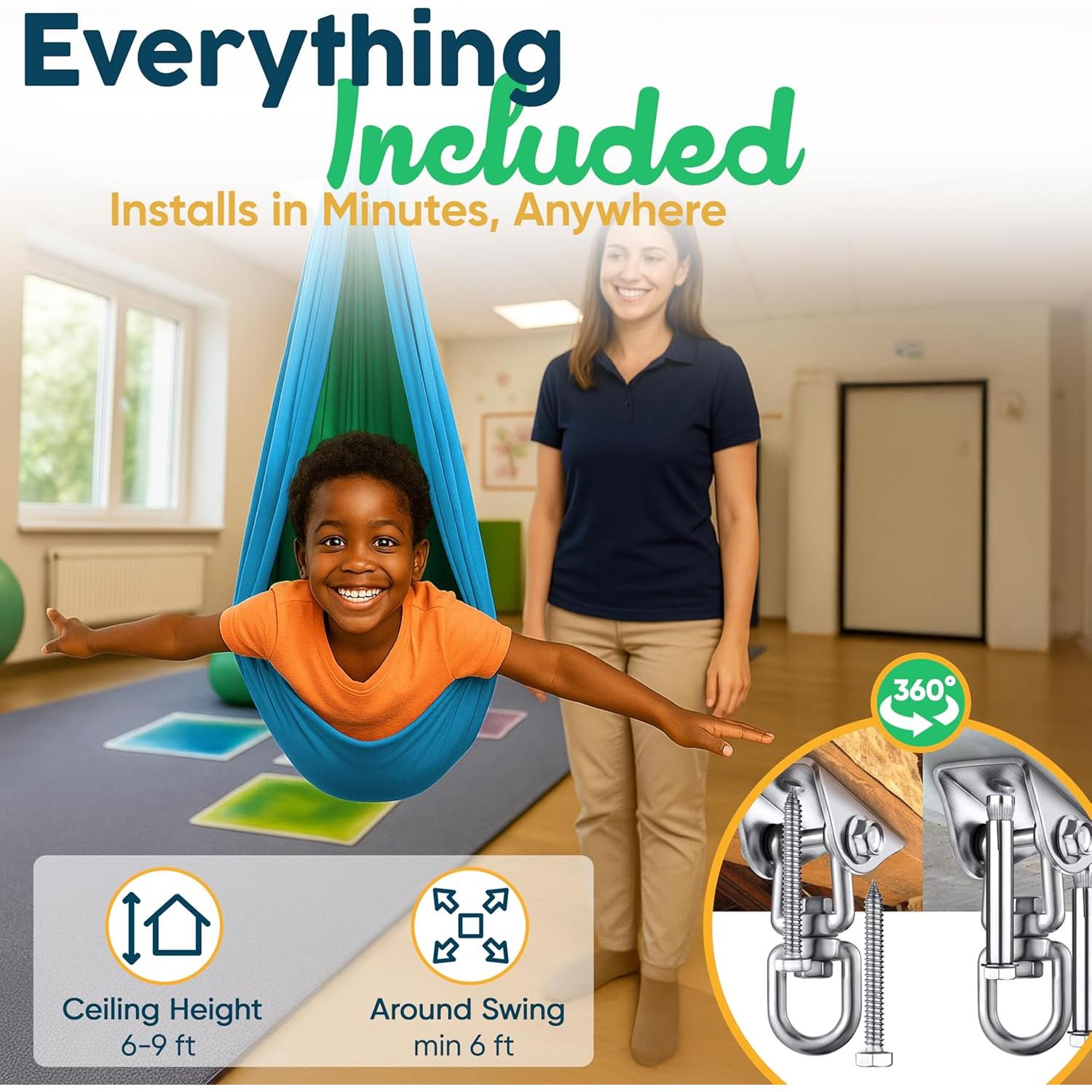 Columpio Sensorial VISSE para Niños 100kg Verde/Azul 3+ Años