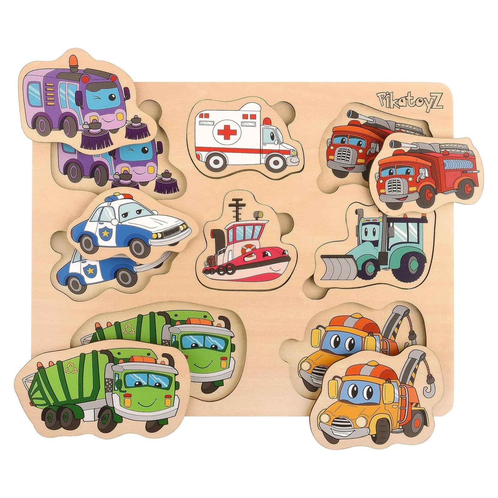 Rompecabezas de Madera Montessori PikatoyZ Vehículos 19x25cm