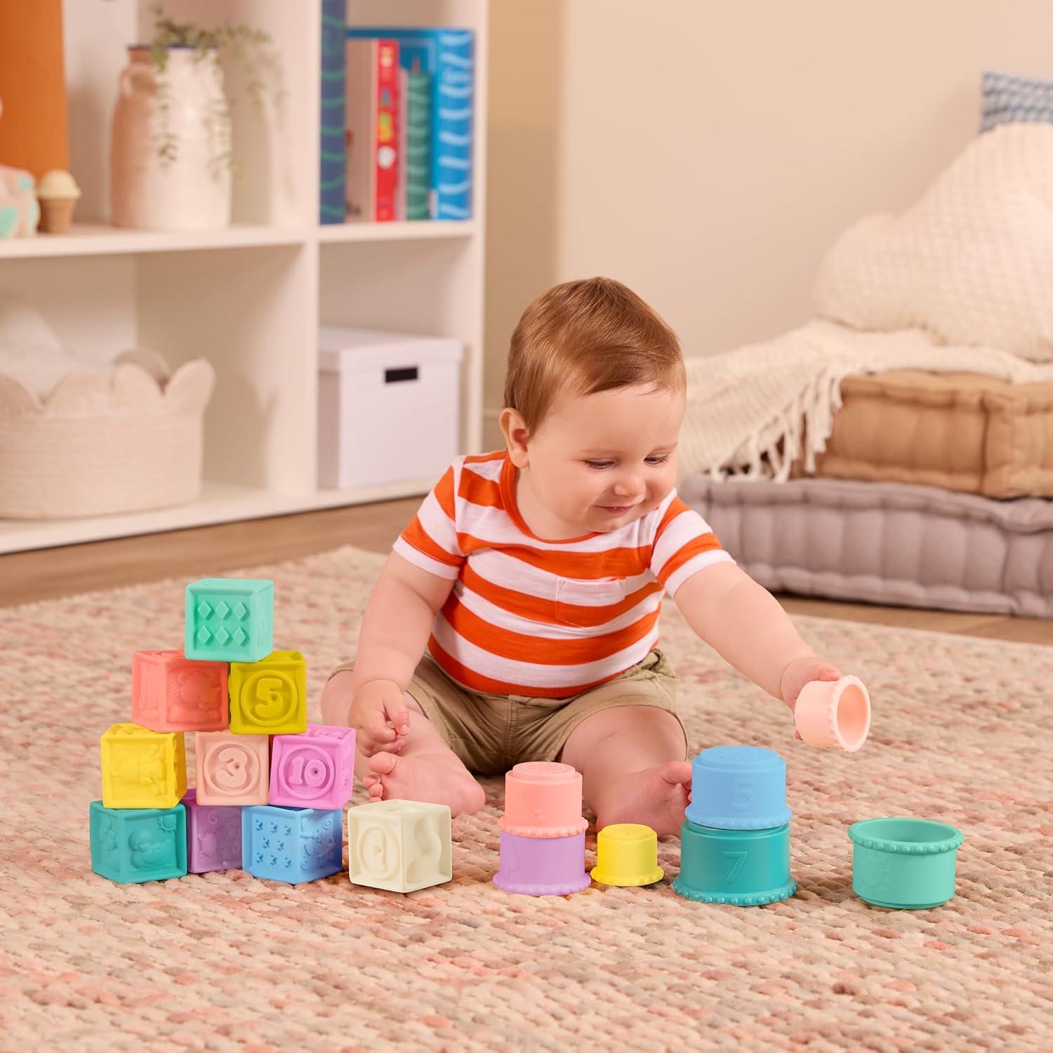 B. toys Juguetes Sensoriales para Bebés Bloques y Tazas 6+ Meses