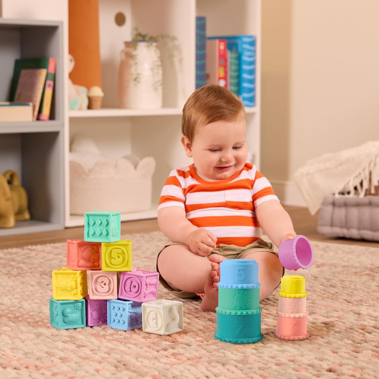 B. toys Juguetes Sensoriales para Bebés Bloques y Tazas 6+ Meses