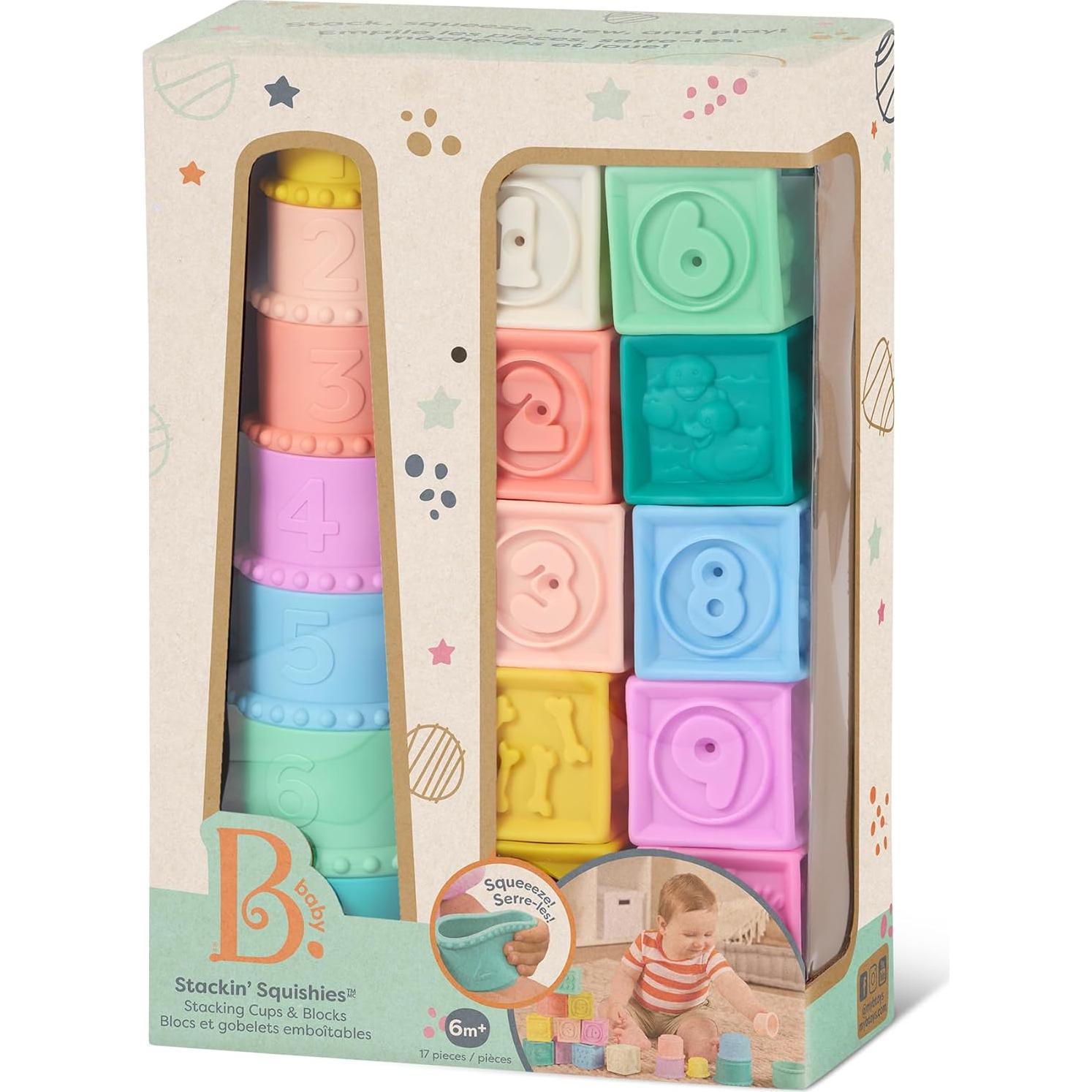 B. toys Juguetes Sensoriales para Bebés Bloques y Tazas 6+ Meses