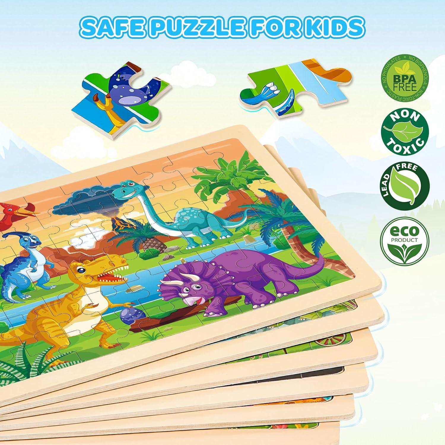 Paquete de 6 Rompecabezas de Madera LACCHOUFEE para Niños 3-5 Años