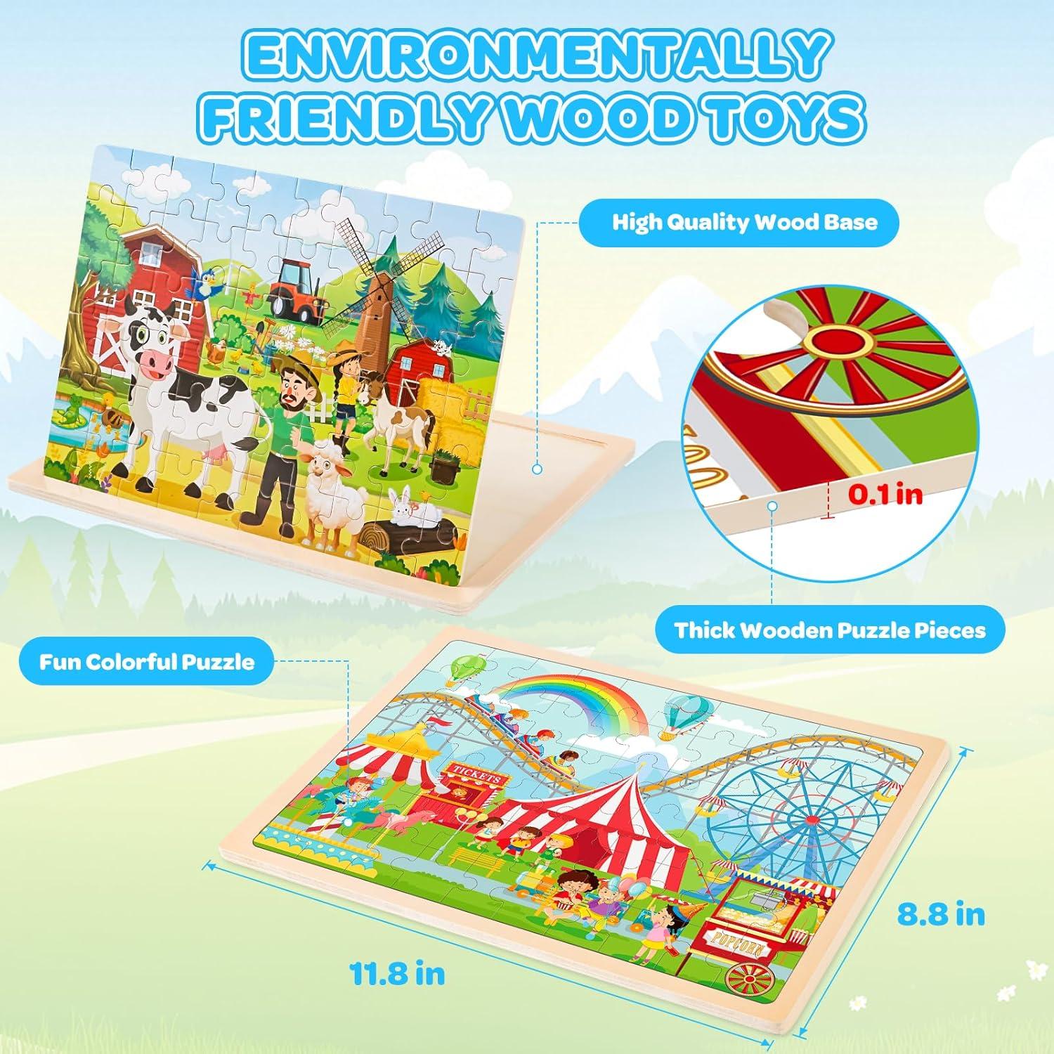 Paquete de 6 Rompecabezas de Madera LACCHOUFEE para Niños 3-5 Años