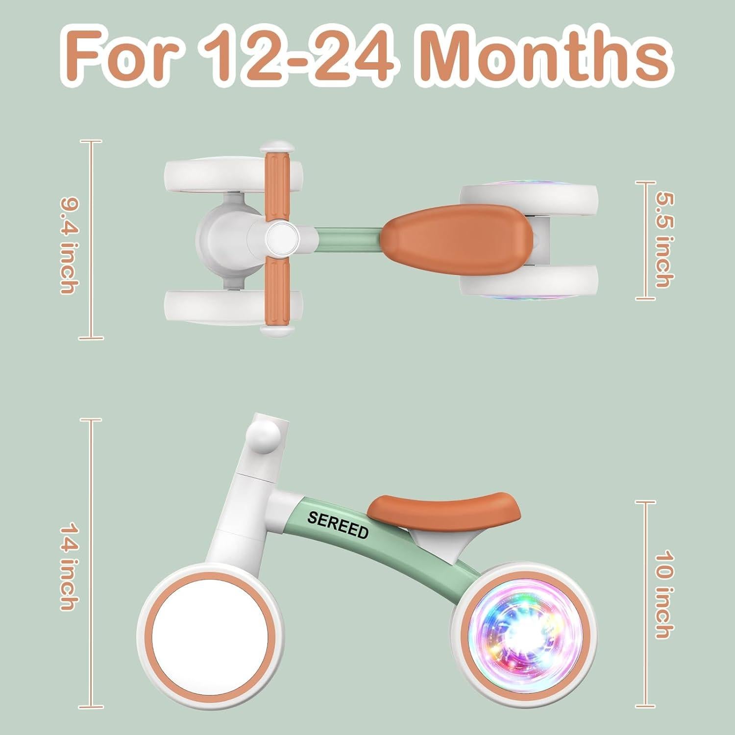 Bicicleta de Equilibrio SEREED Verde para Bebés 12-24 Meses