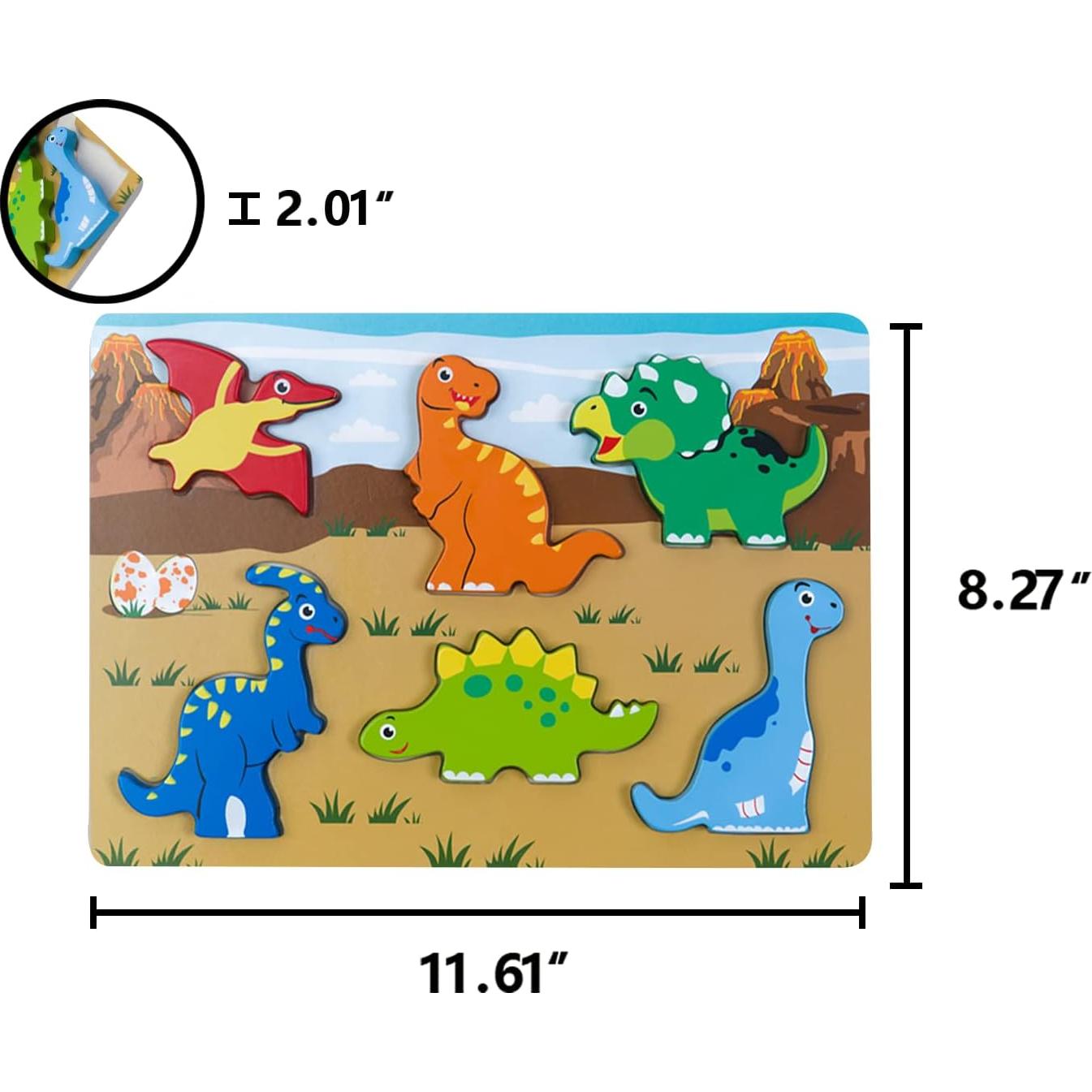Juego de Rompecabezas de Madera ExploratoY - Dinosaurios, Vehículos y Mascotas