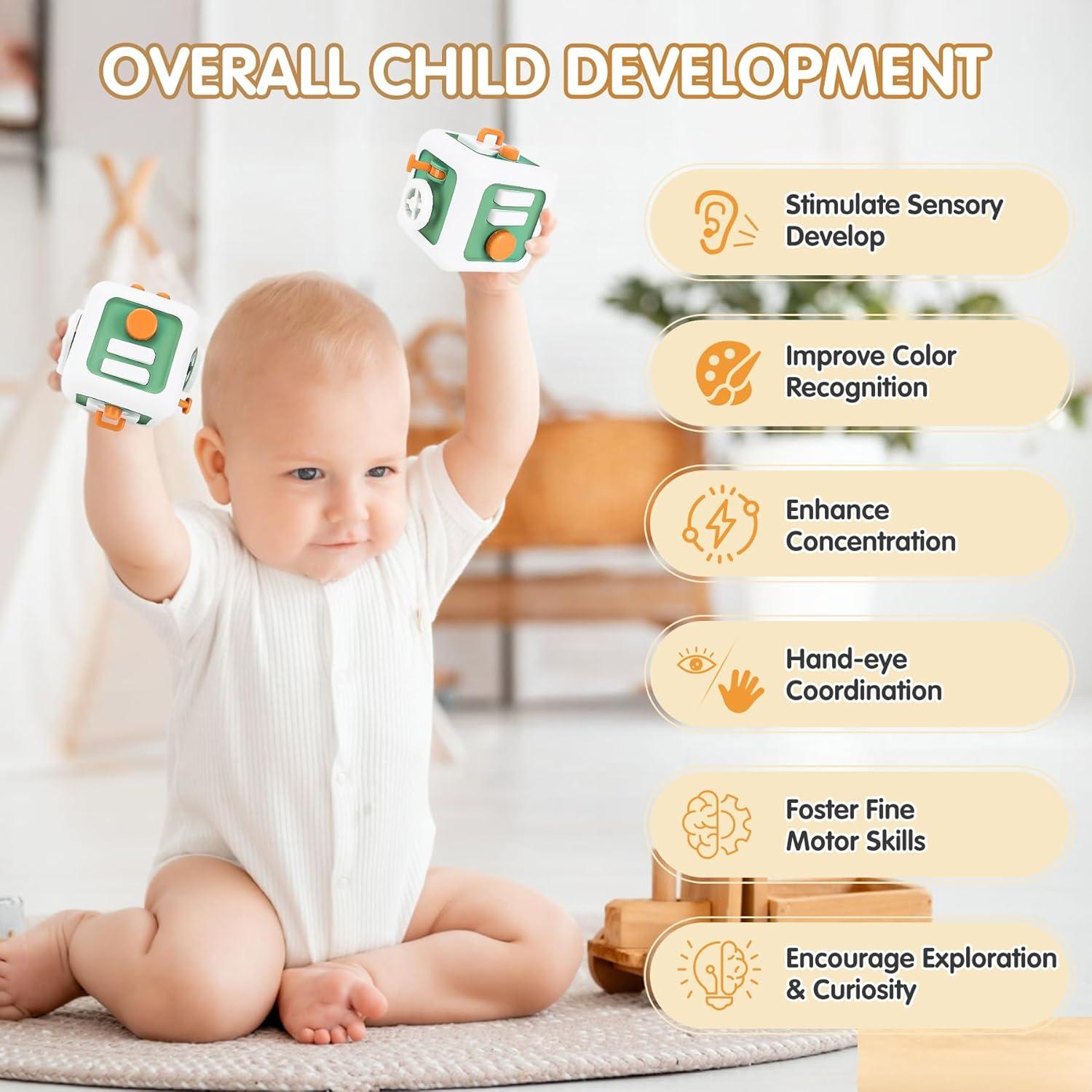 Cubo Ocupado Montessori SOSUSHOE Verde 8x8 cm Juguete 1-3 años