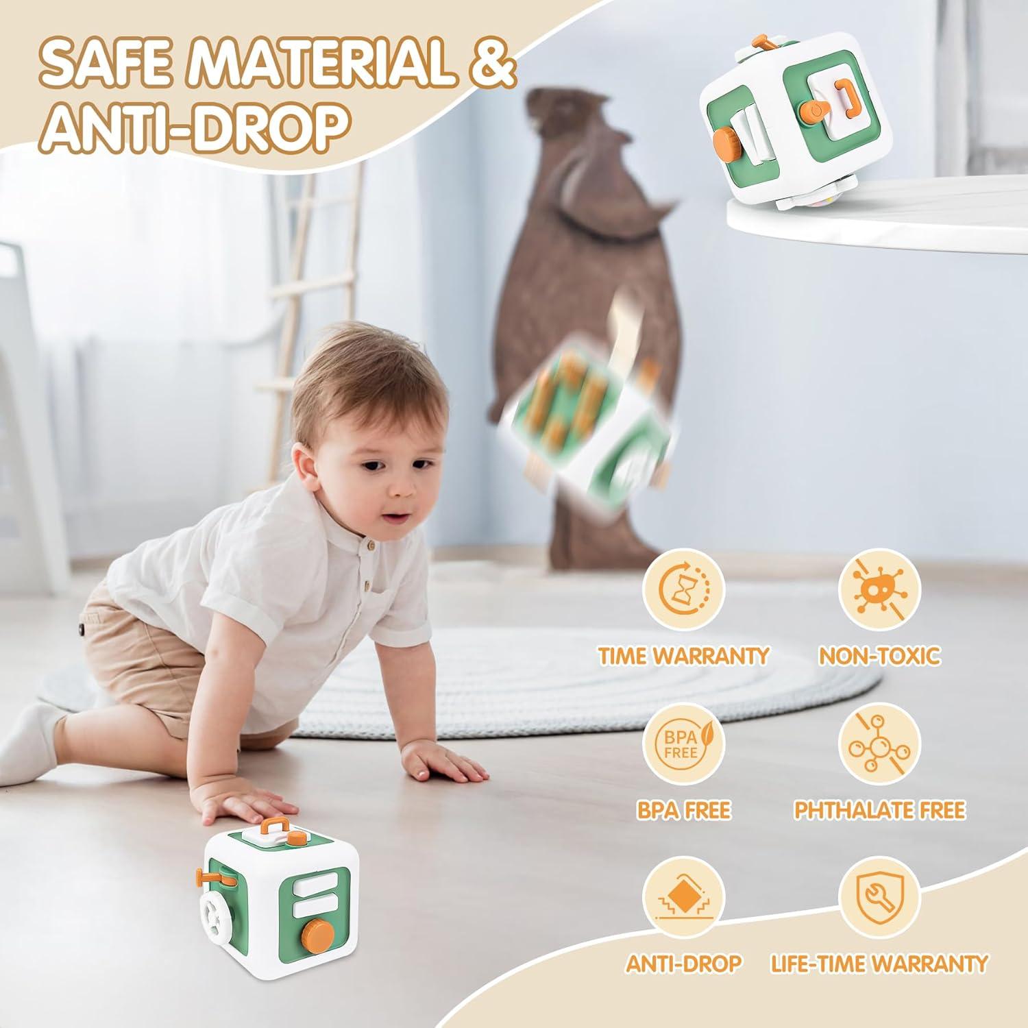 Cubo Ocupado Montessori SOSUSHOE Verde 8x8 cm Juguete 1-3 años