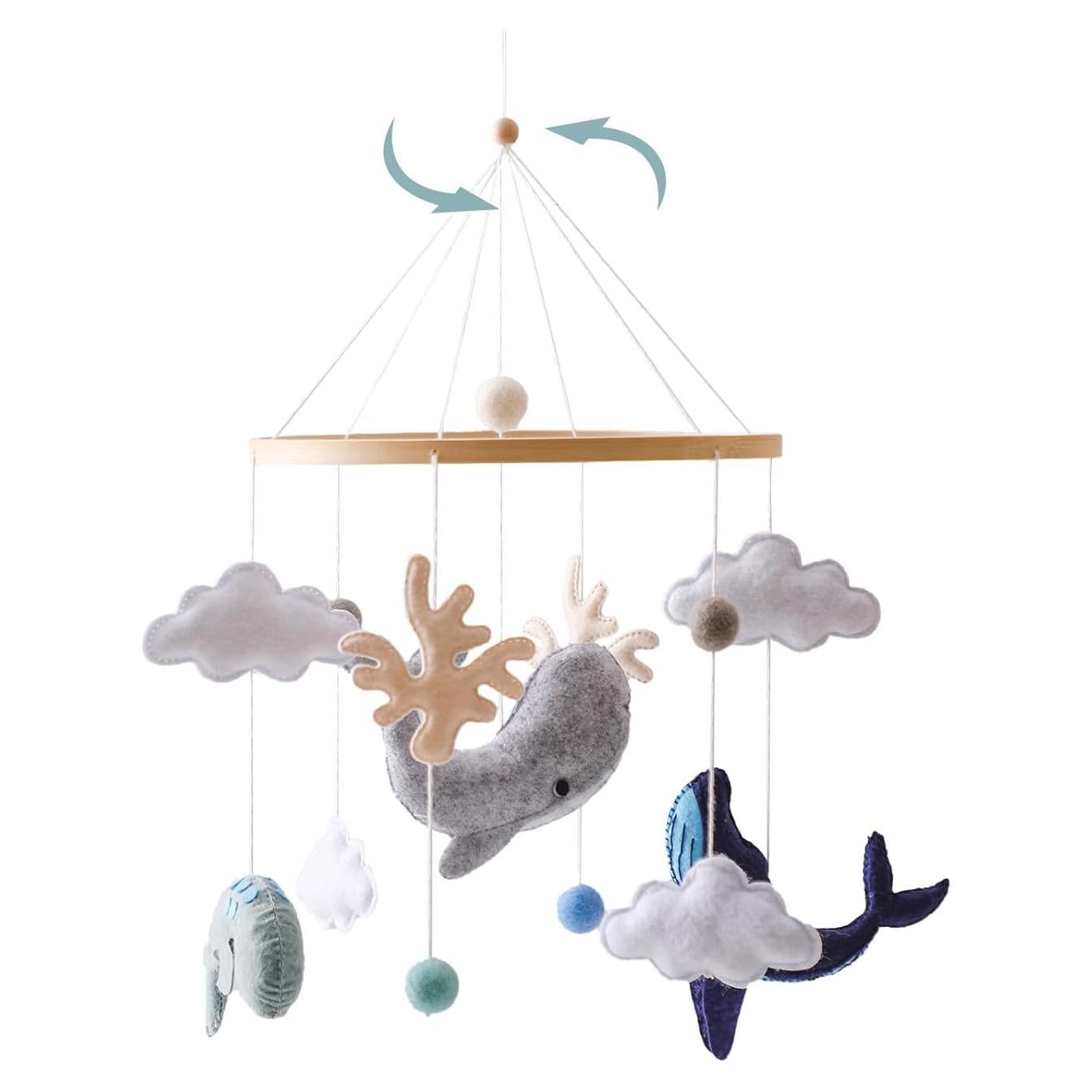 Móvil Montessori para Cuna Ikubigu Ballena Azul Marino