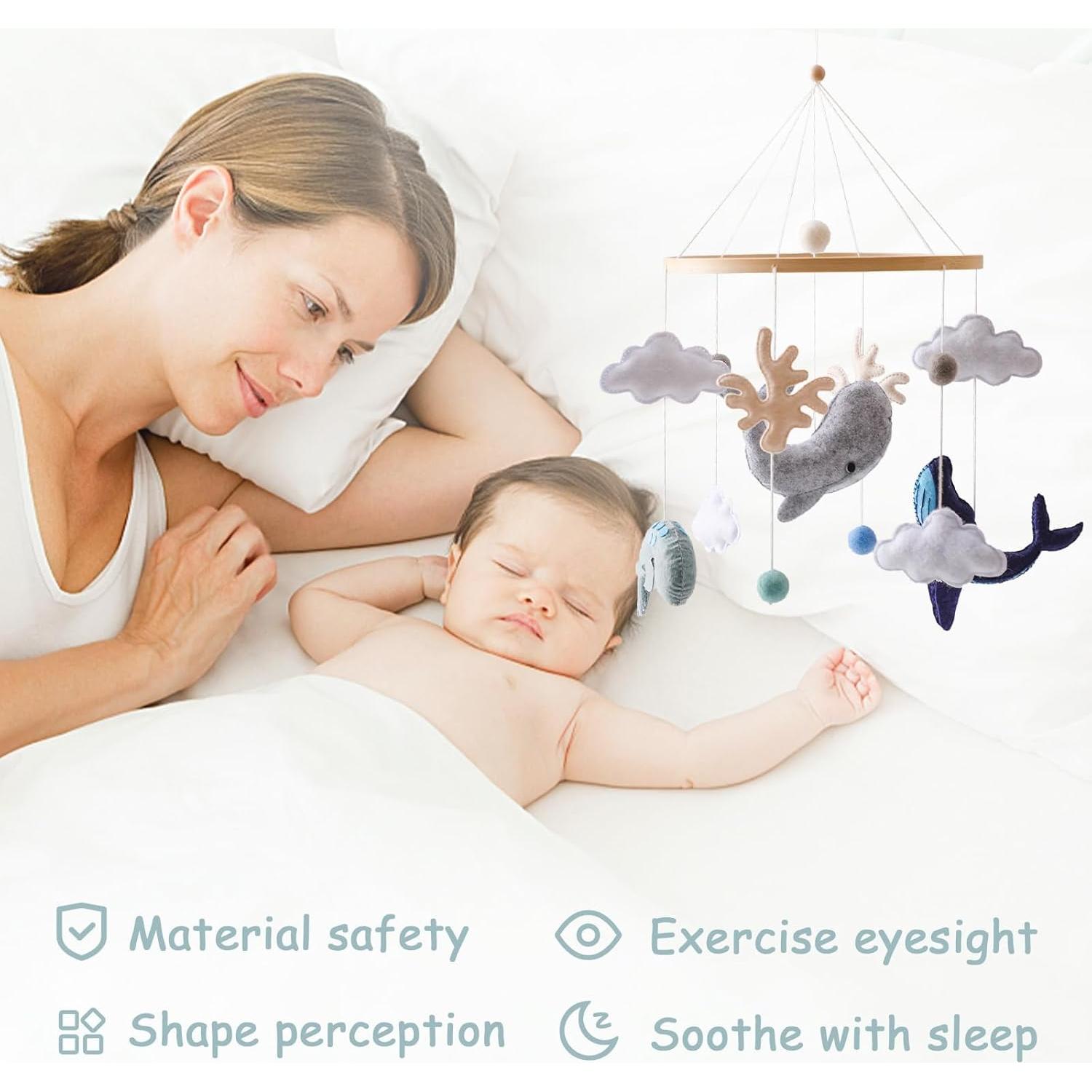 Móvil Montessori para Cuna Ikubigu Ballena Azul Marino