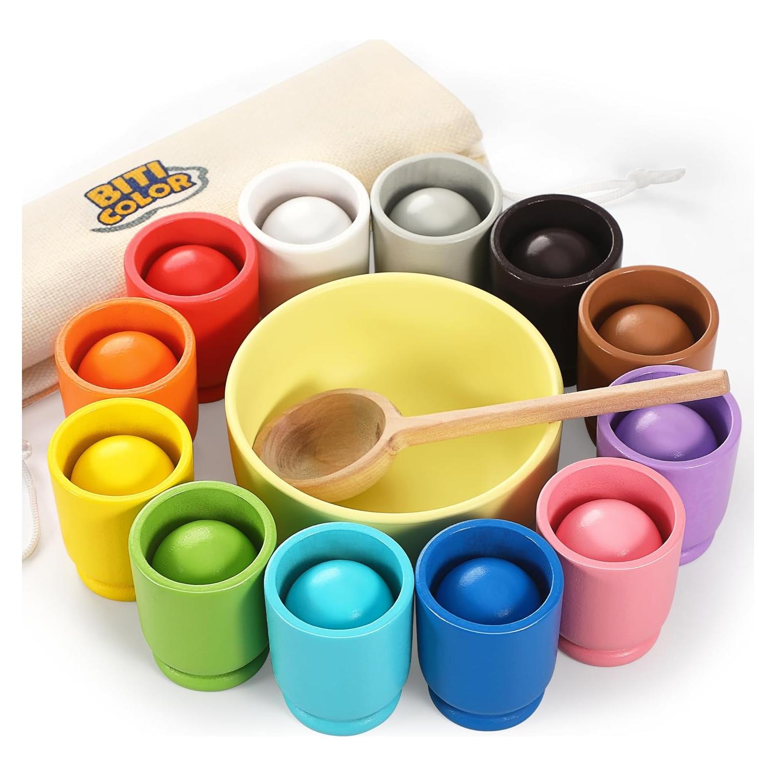 Juguete de Clasificación de Colores Montessori Biticolor 12 Bolas 40mm