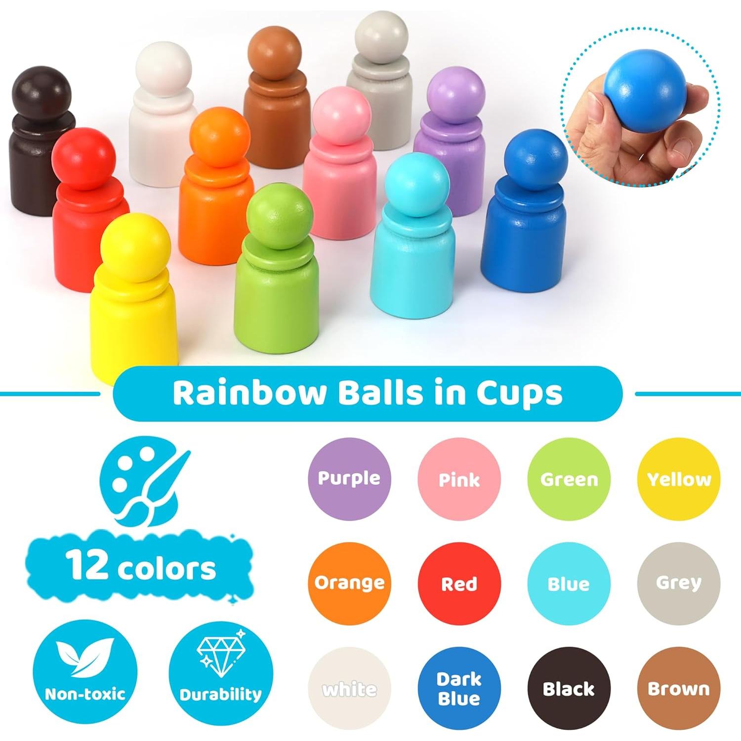 Juguete de Clasificación de Colores Montessori Biticolor 12 Bolas 40mm