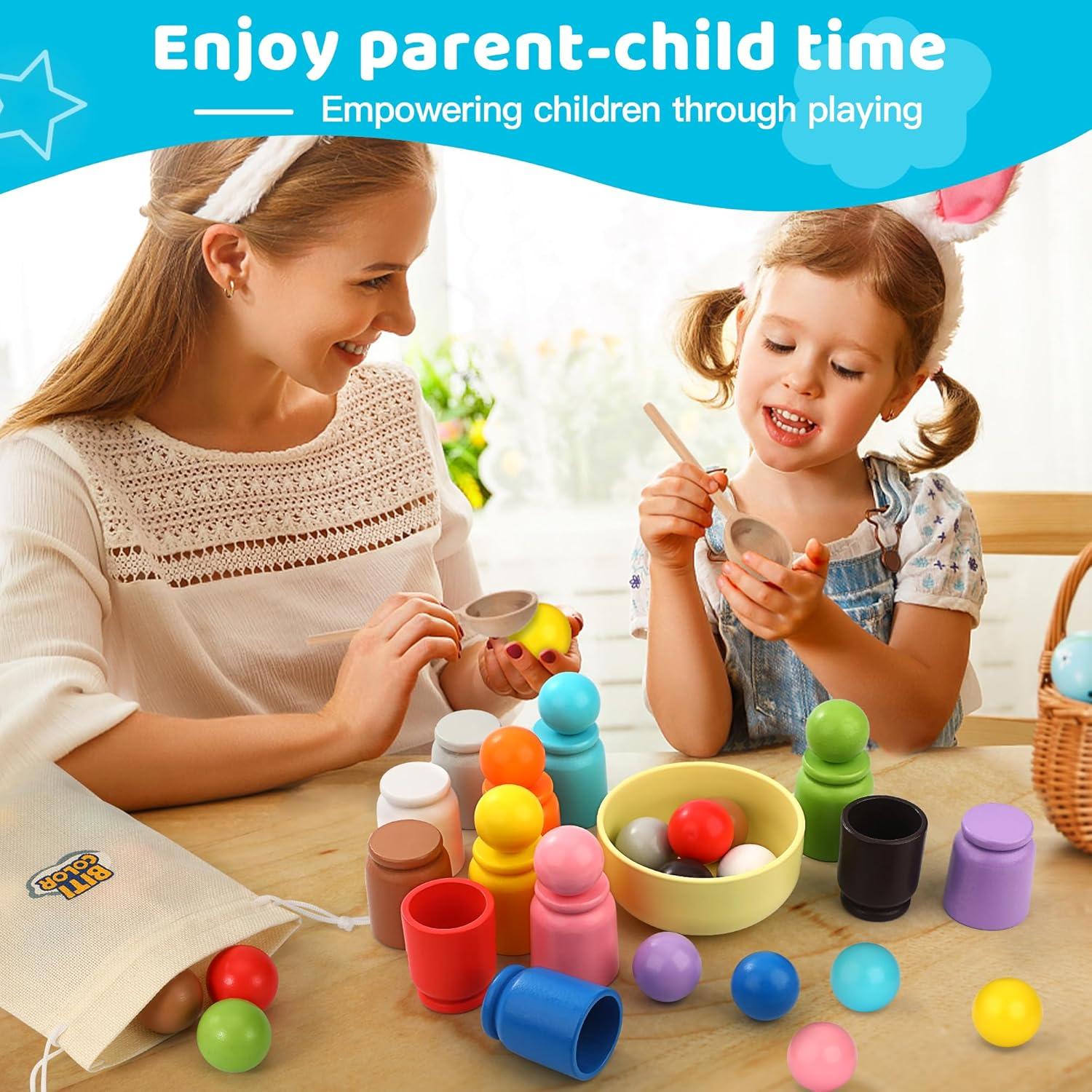 Juguete de Clasificación de Colores Montessori Biticolor 12 Bolas 40mm