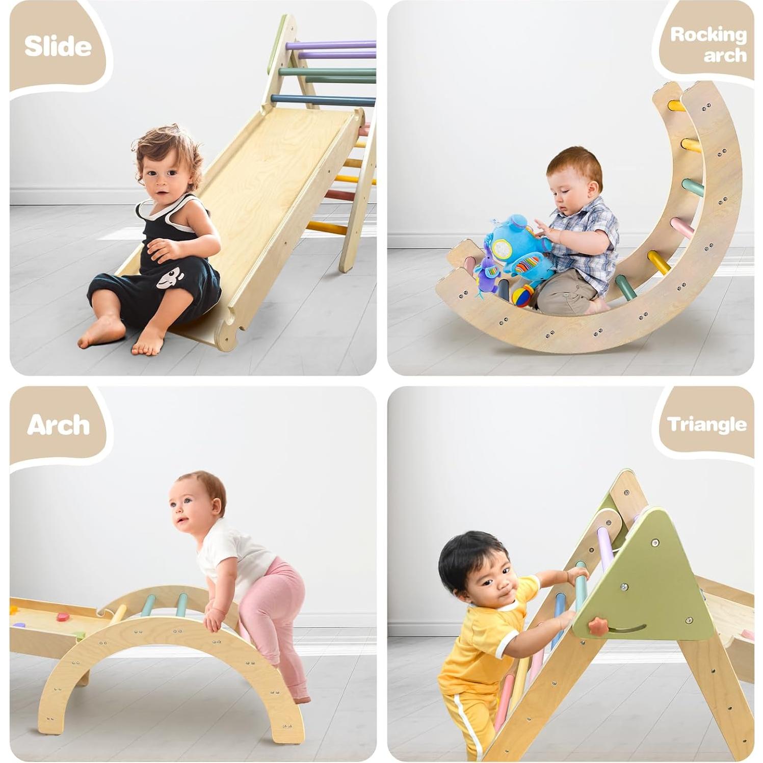Conjunto Triángulo Pikler LOL-FUN 5 en 1 para Niños 1-3 Años