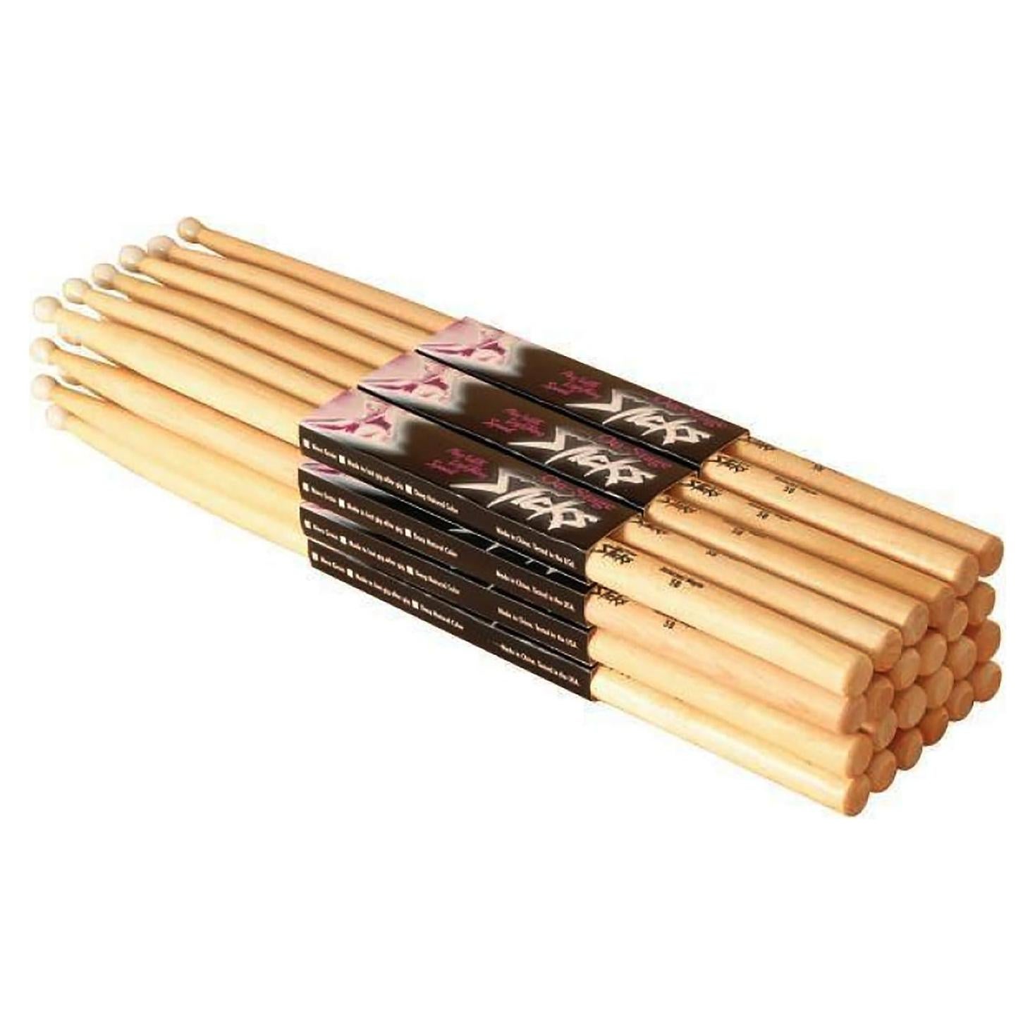 Palos de Batería OnStage 2B de Arce con Punta de Nylon - 12 Paquetes