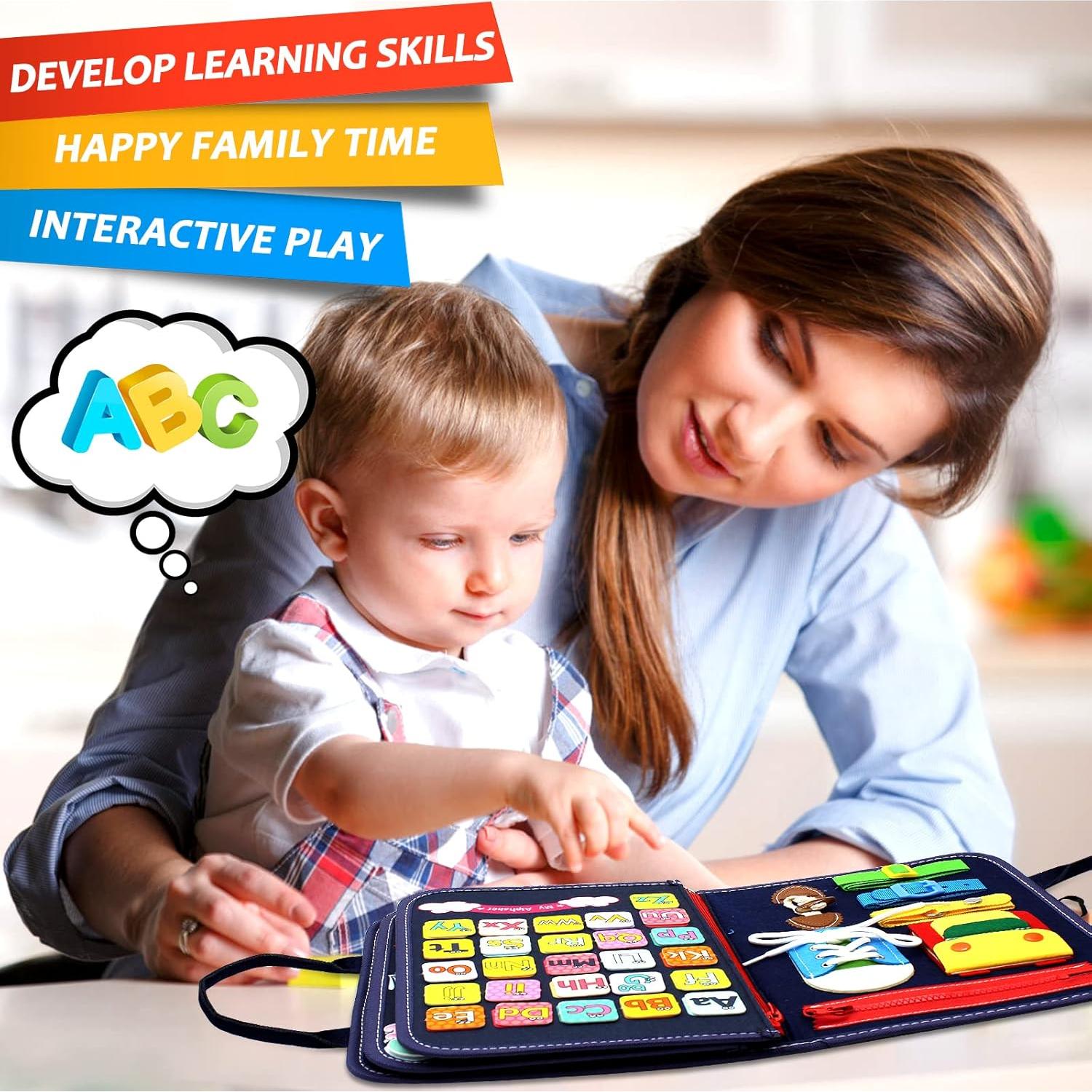 Juguete Montessori Tablero Ocupado Qizfun 44.7x25.4 cm Azul