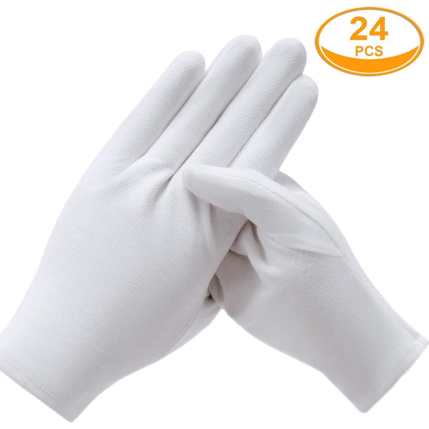 12 Pares de Guantes de Algodón Blancos Coyaho para Eczema