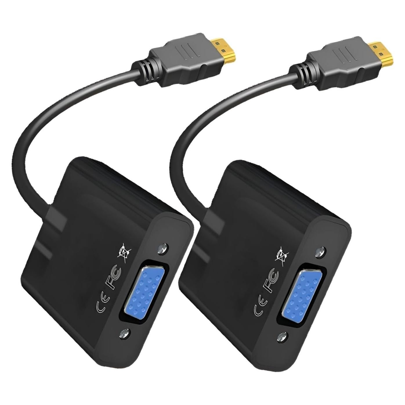 Adaptador HDMI a VGA Electronics Technology - 2 Paquete Negro