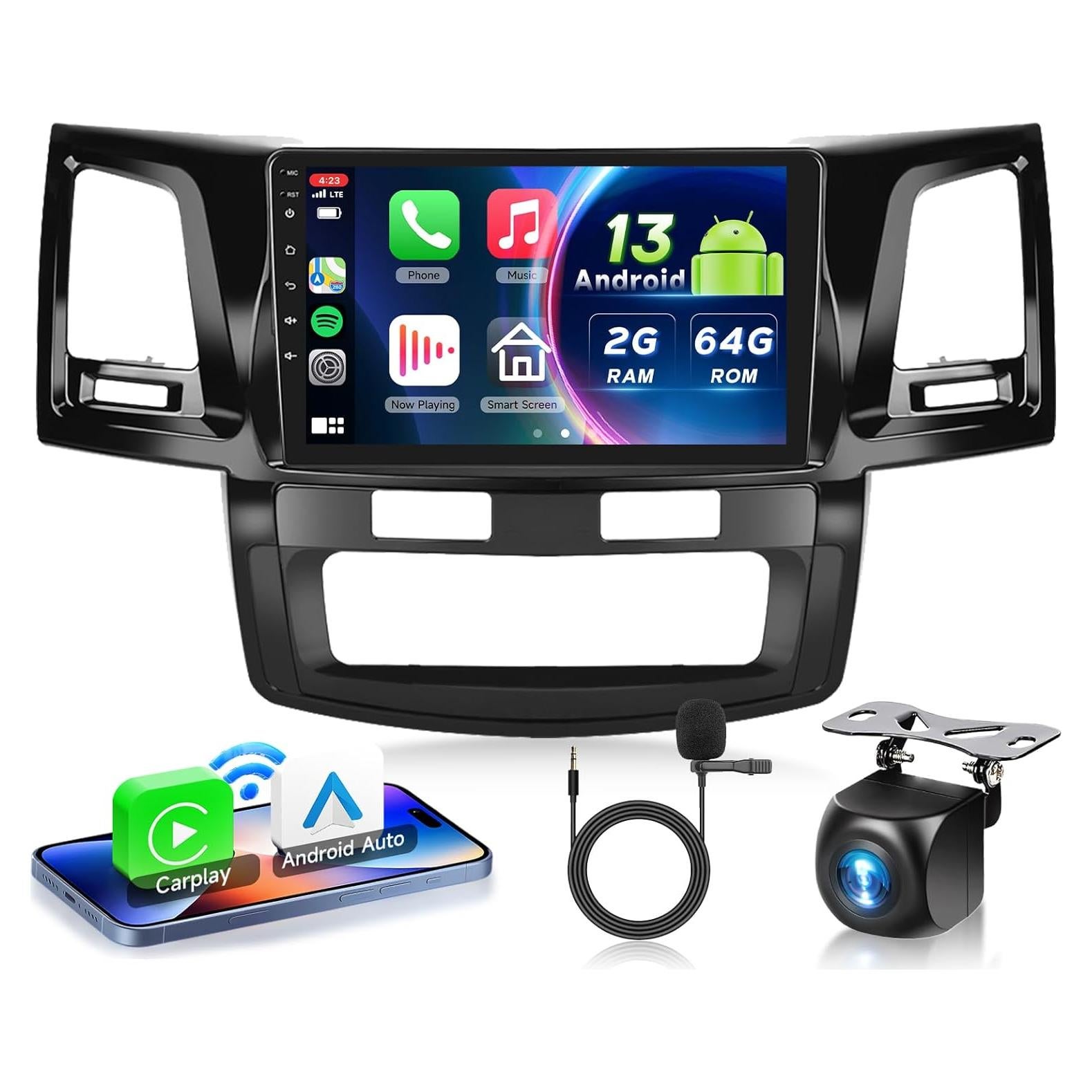 Estéreo de coche Android 13 VECHTEL 9" 2GB+64GB para Toyota Hilux 2005-2014
