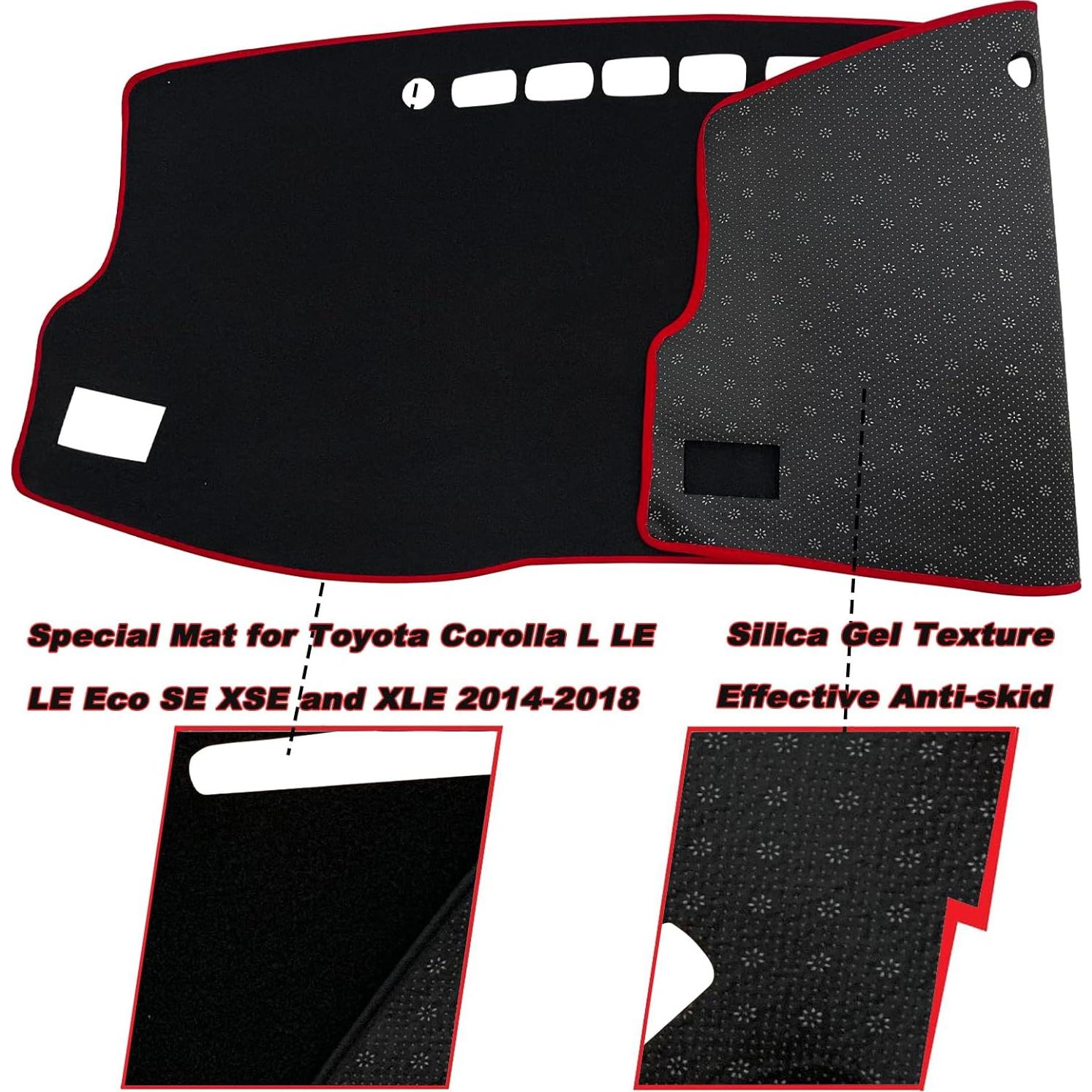 Cubierta de tablero KEEGTBOX para Toyota Corolla 2014-2018 Bisel Negro