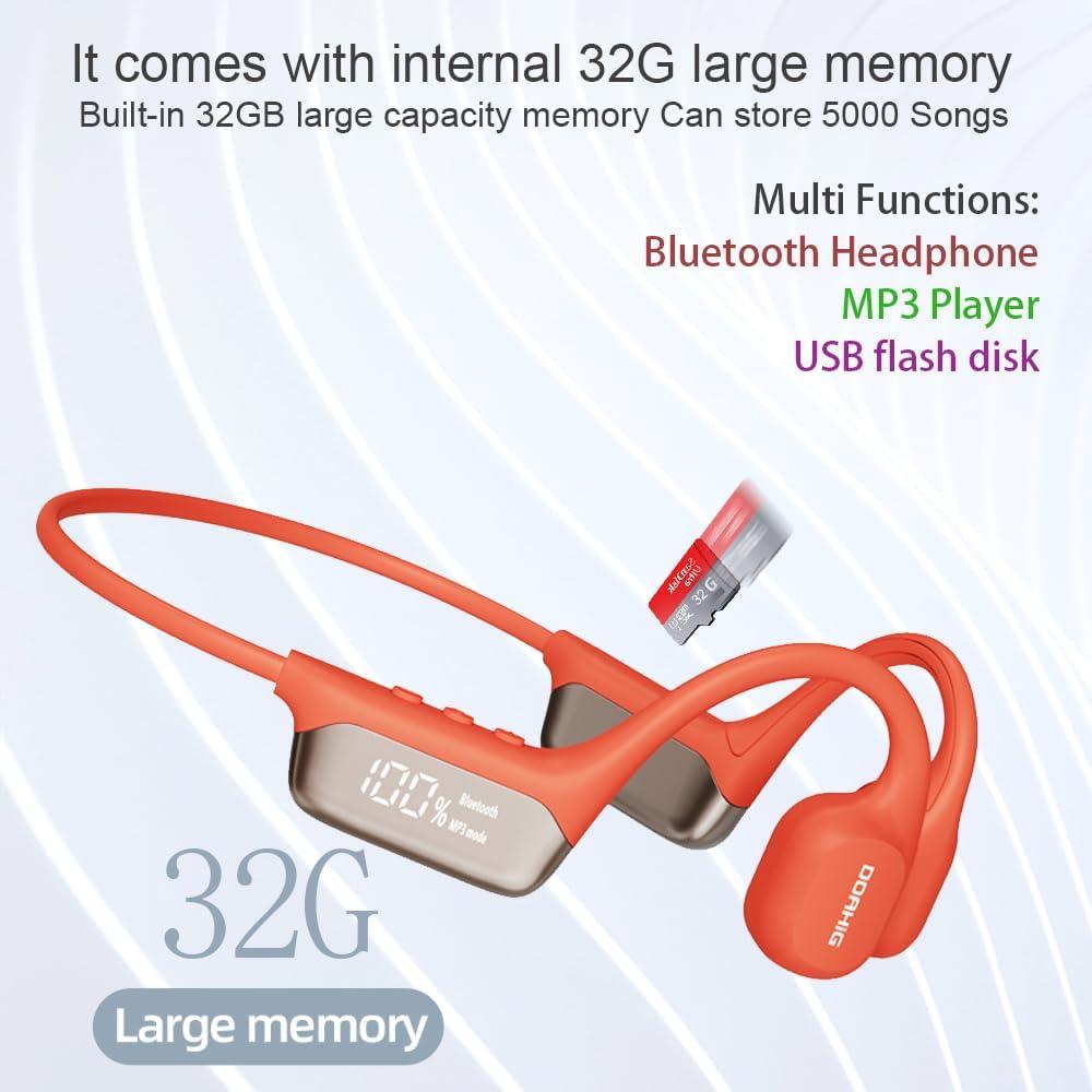 Auriculares de natación AYI S10 Rojo Bluetooth 5.0 IP68