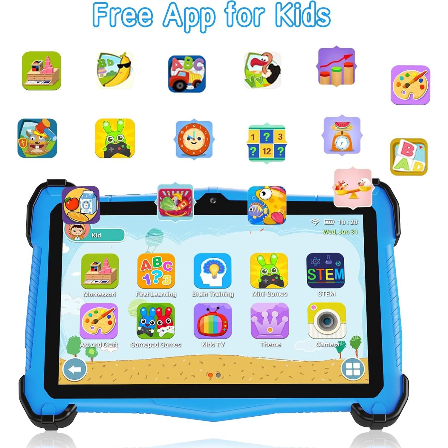 Tableta para Niños Fivahiva 7" Android 14, 10GB RAM, 64GB ROM