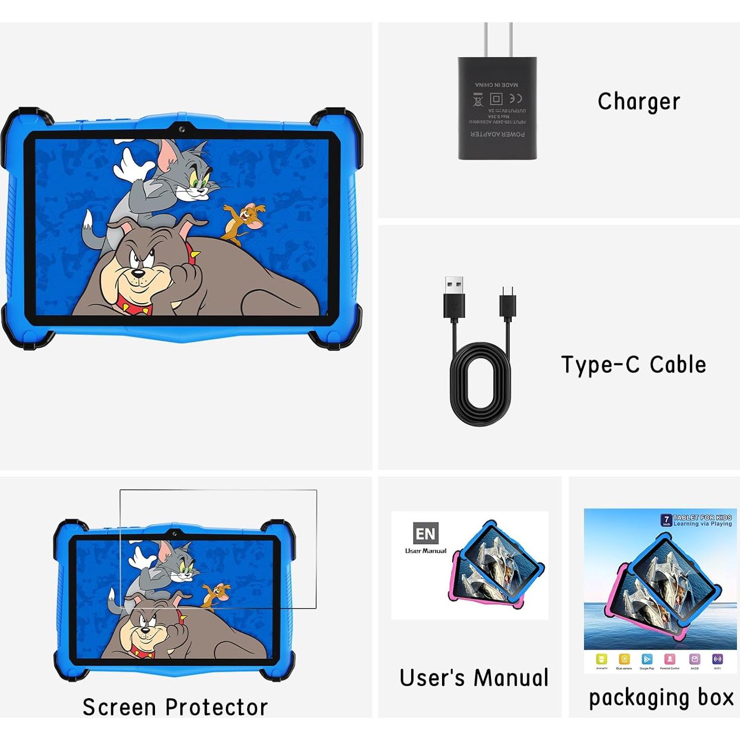 Tableta para Niños Fivahiva 7" Android 14, 10GB RAM, 64GB ROM