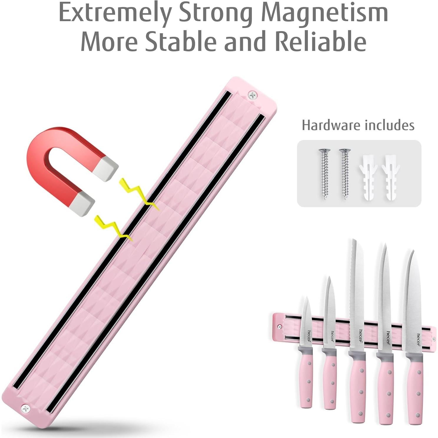 Juego de cuchillos de cocina hecef 6 piezas acero inoxidable rosa