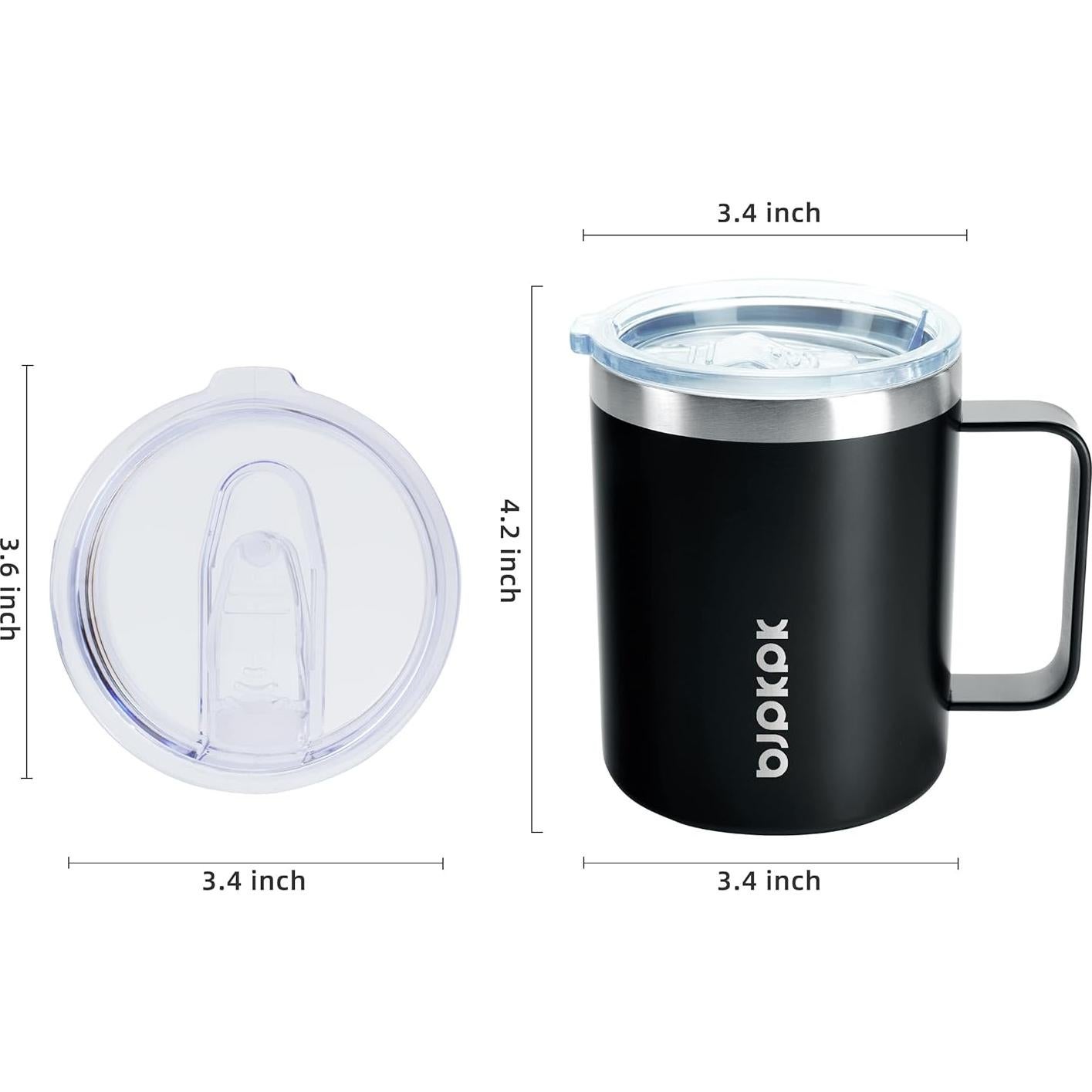 Taza de Café Aislada BJPKPK 414ml Acero Inoxidable Negro