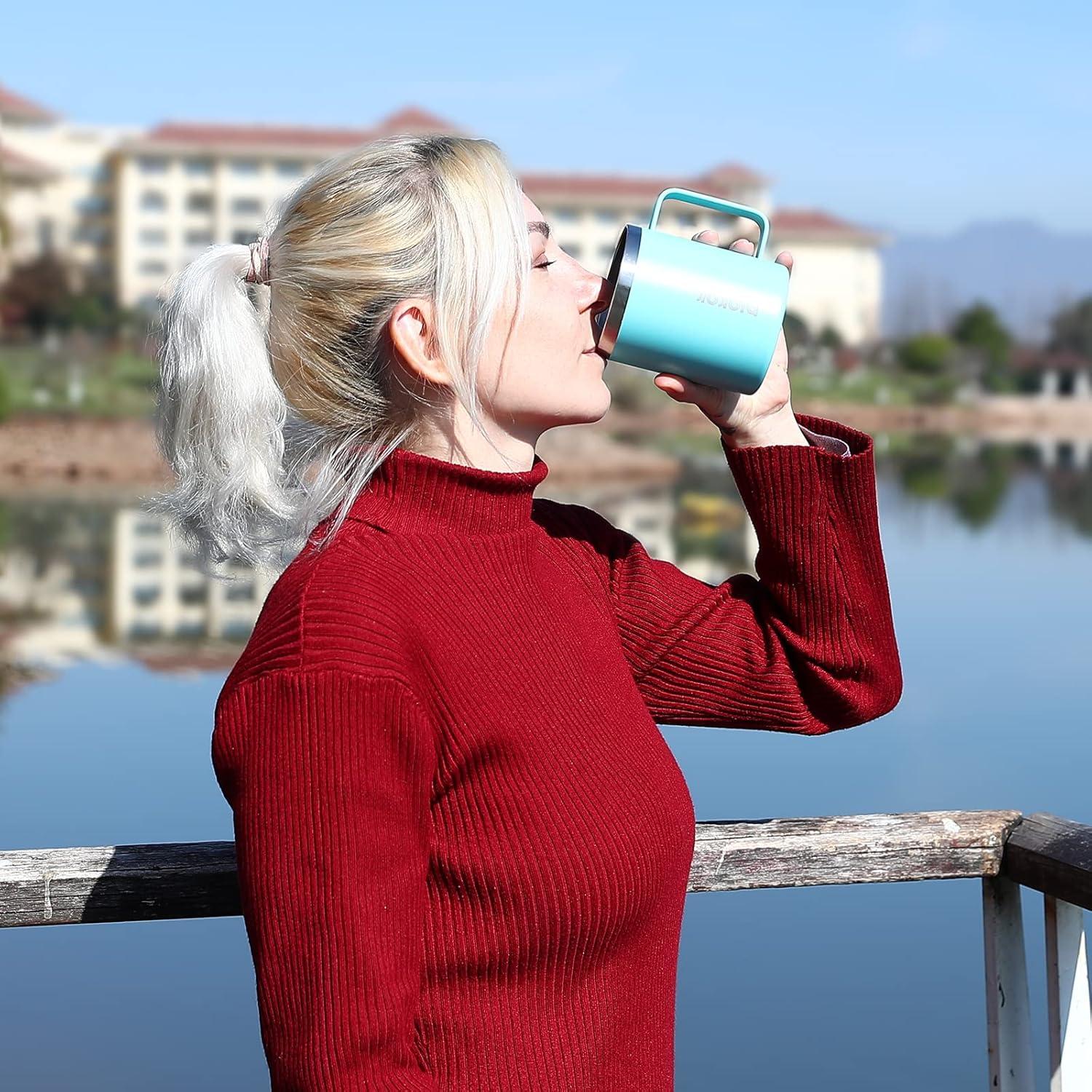 Taza de Café Aislada BJPKPK 414ml Acero Inoxidable Negro