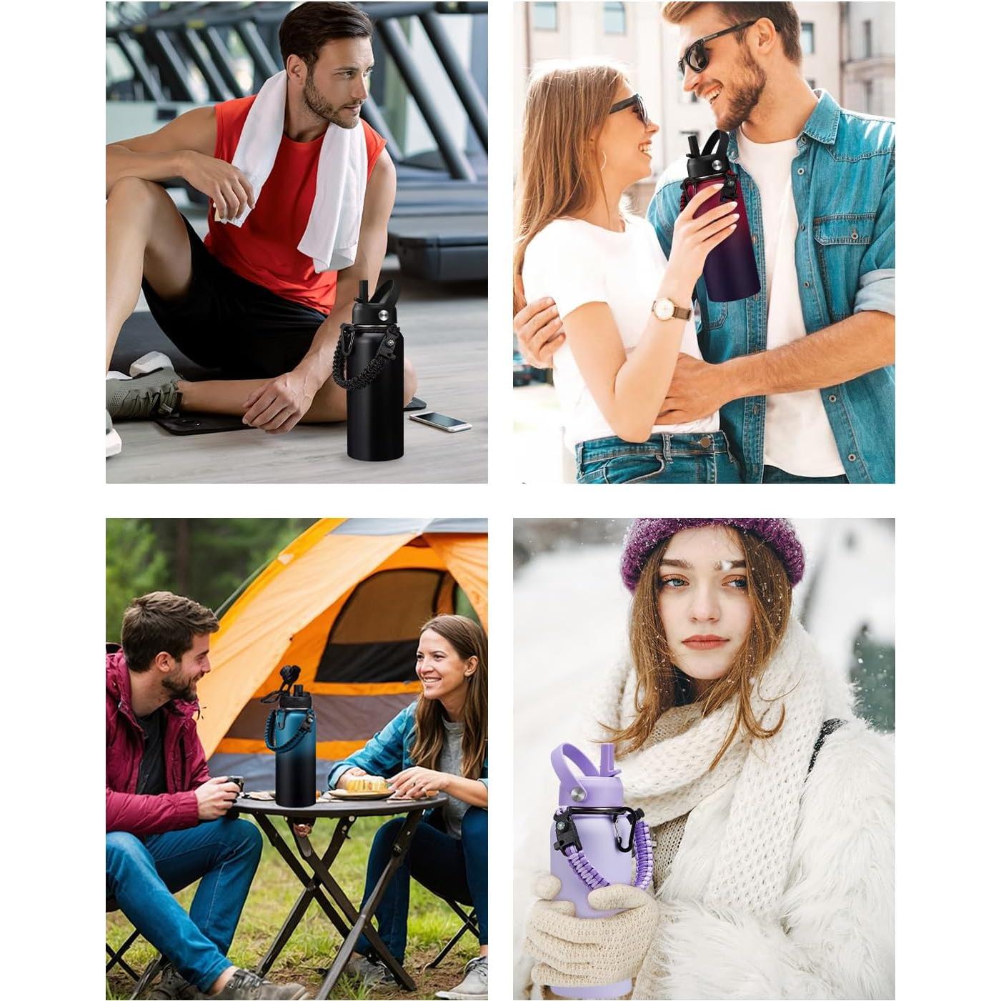 Botella de Agua Aislada BENZZO 0.95L Negra con Tapas