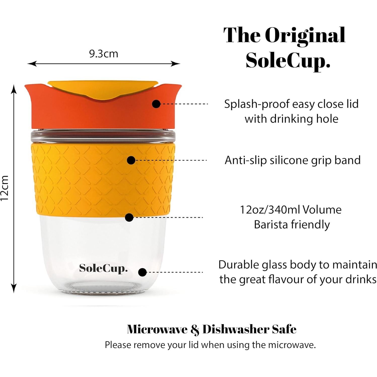 Taza de Viaje de Vidrio Reforzado SoleCup 340ml Aislada Rojo