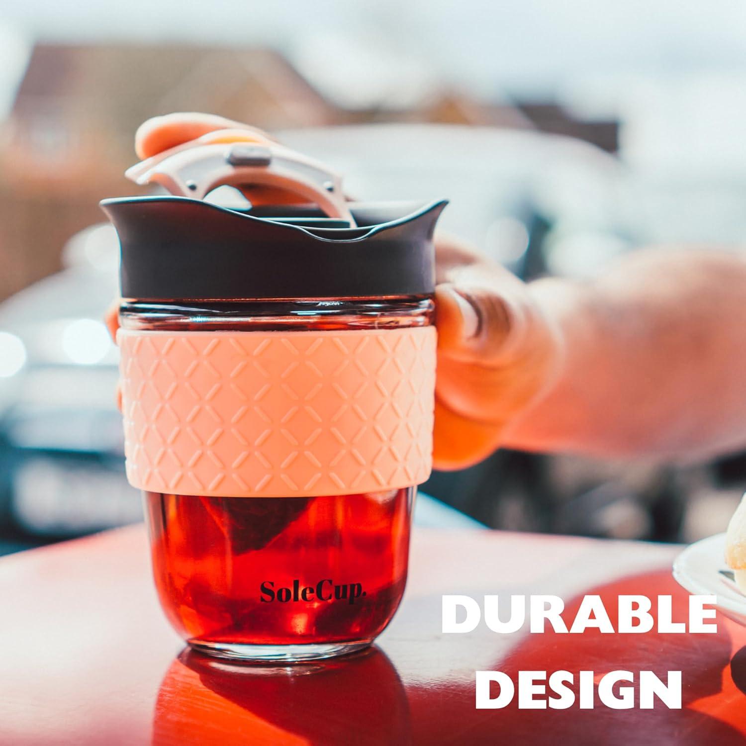 Taza de Viaje de Vidrio Reforzado SoleCup 340ml Aislada Rojo