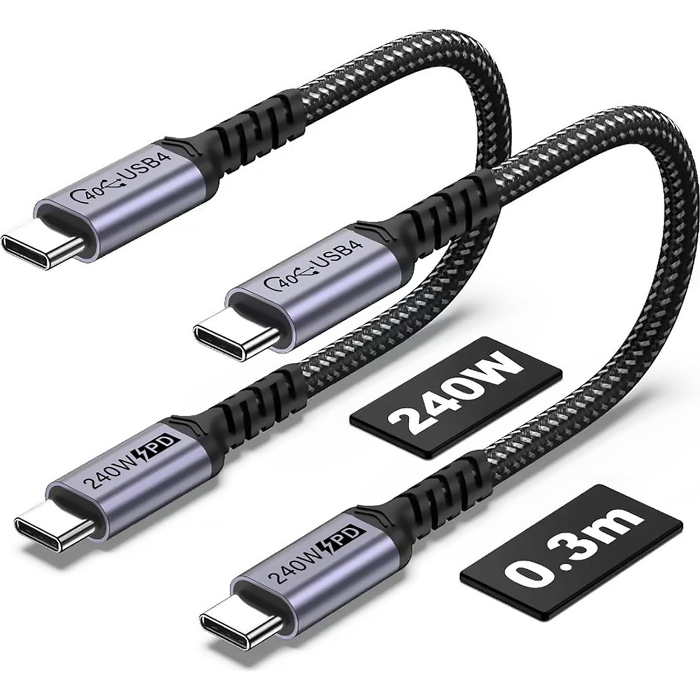 Cable USB C a USB C 240W SUMPK 1 pie 40Gbps 8K 2 paquetes