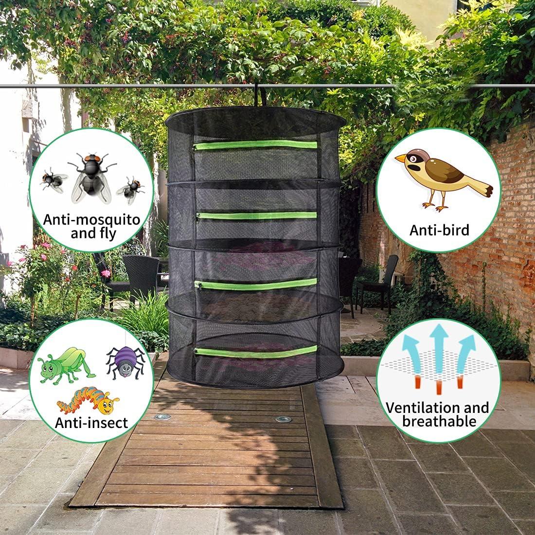 Secador de Hierbas Plegable HYDGOOHO 4 Capas 61 cm Negro