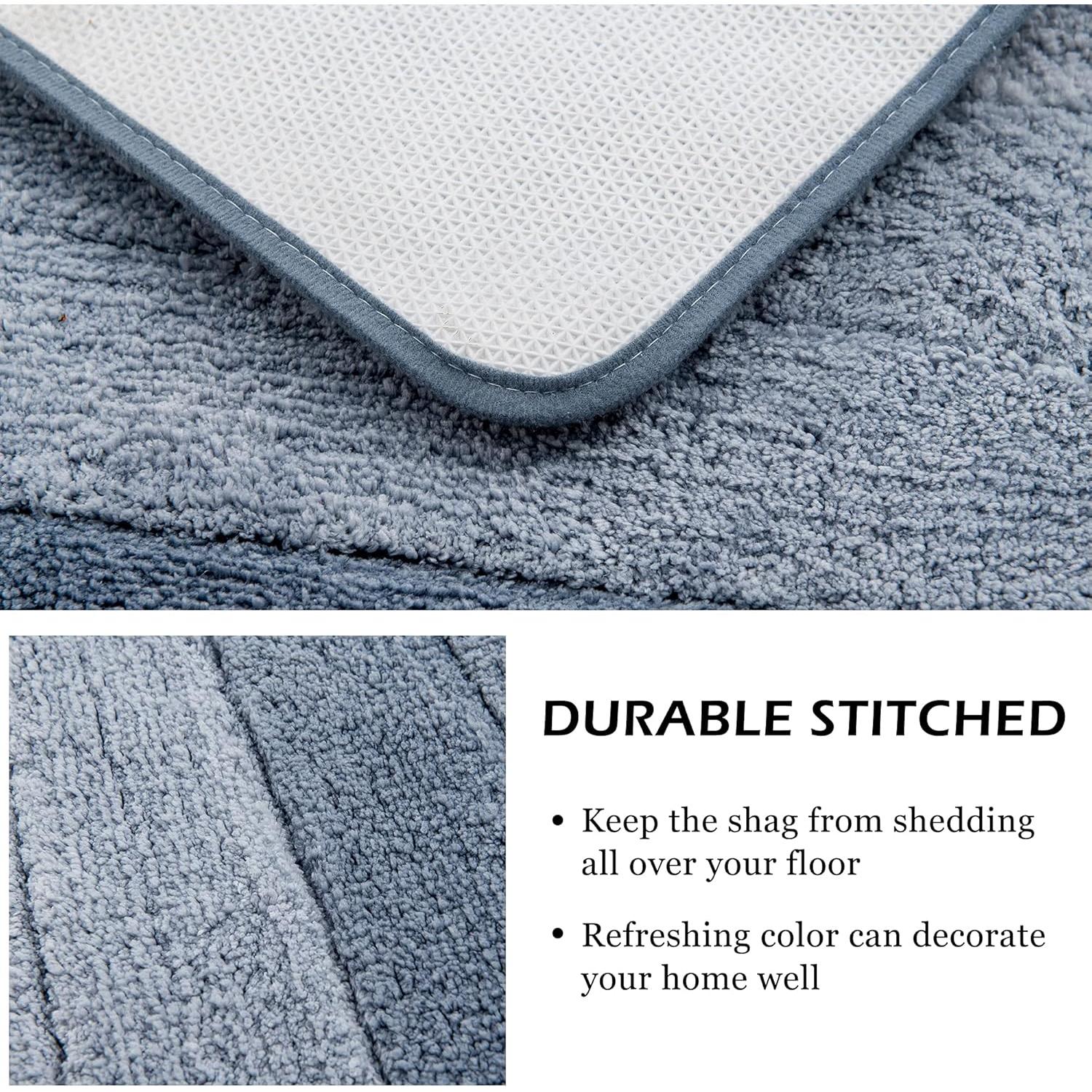 Kmson Juego de 2 Alfombrillas de Baño Antideslizantes Azul