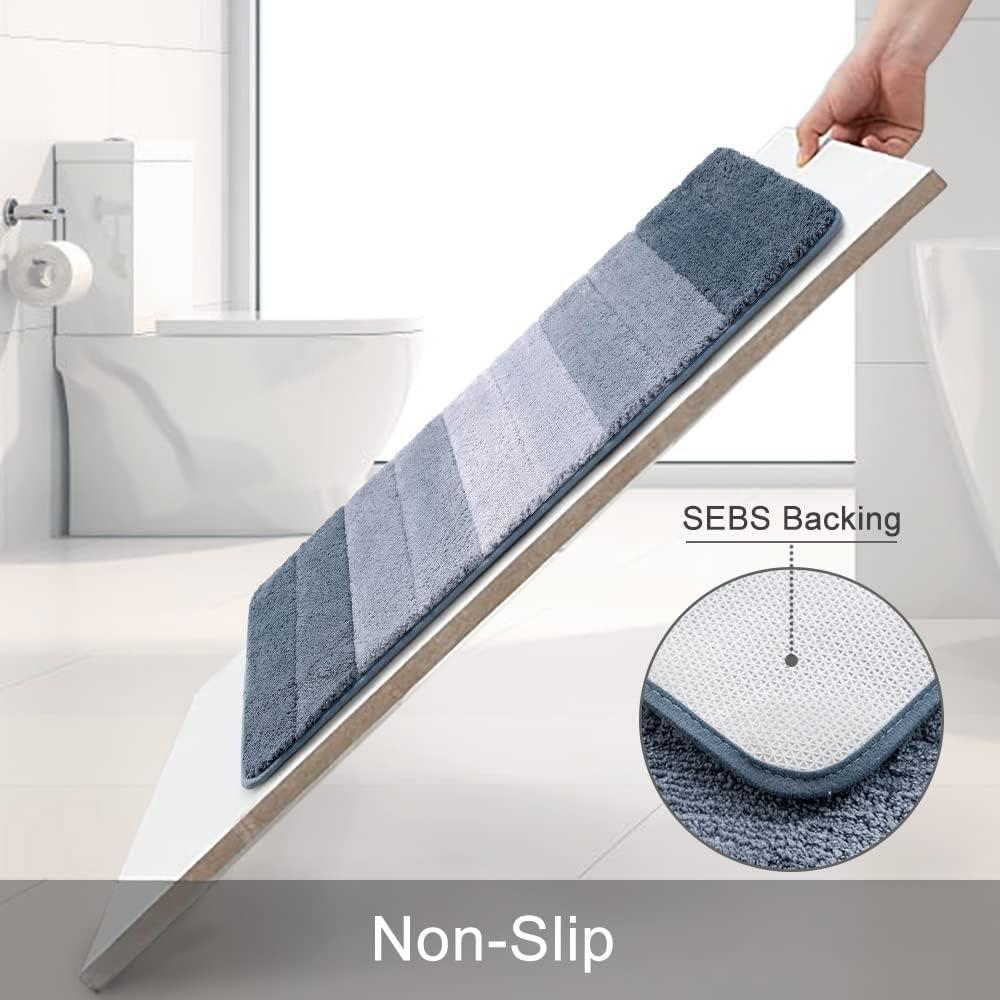 Kmson Juego de 2 Alfombrillas de Baño Antideslizantes Azul