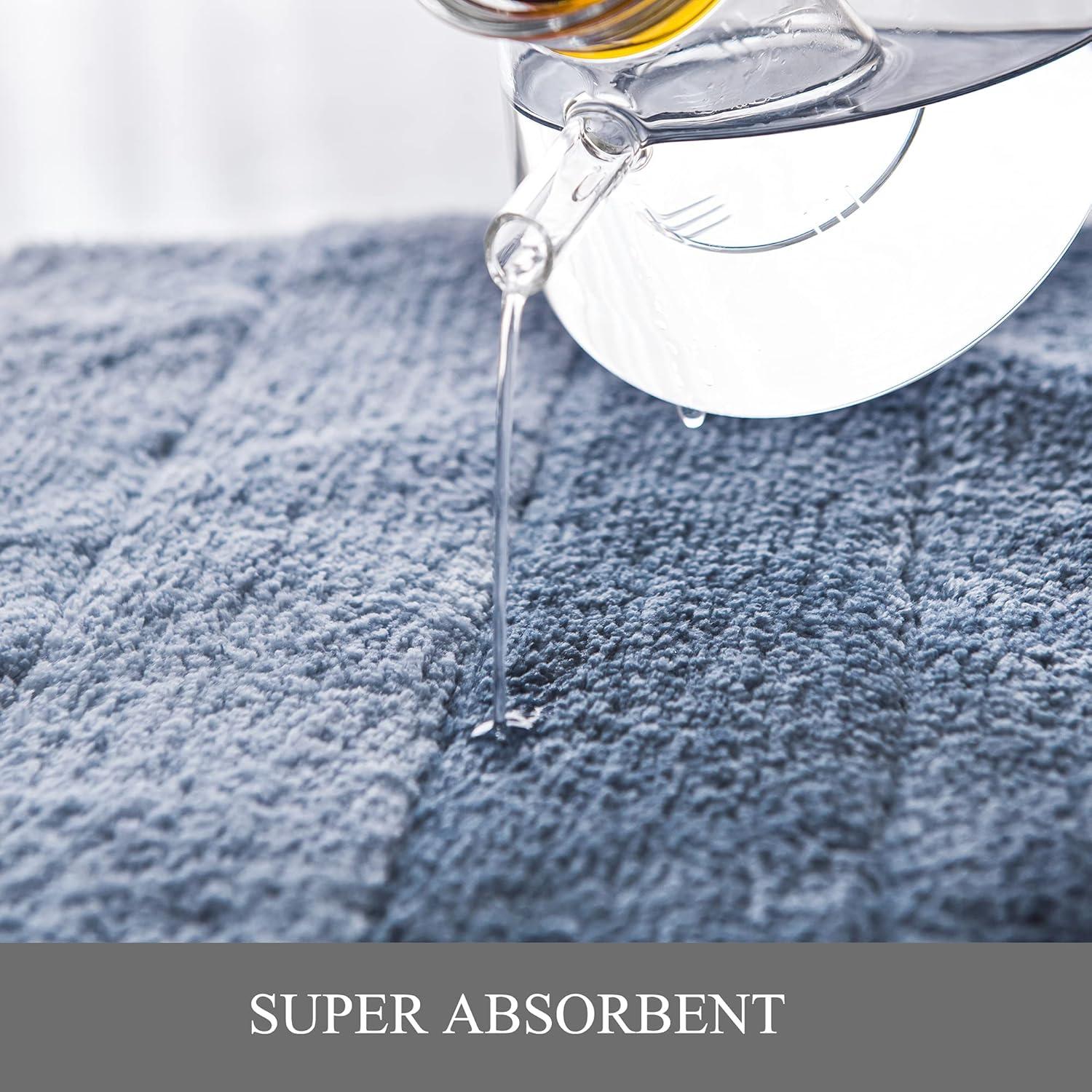 Kmson Juego de 2 Alfombrillas de Baño Antideslizantes Azul