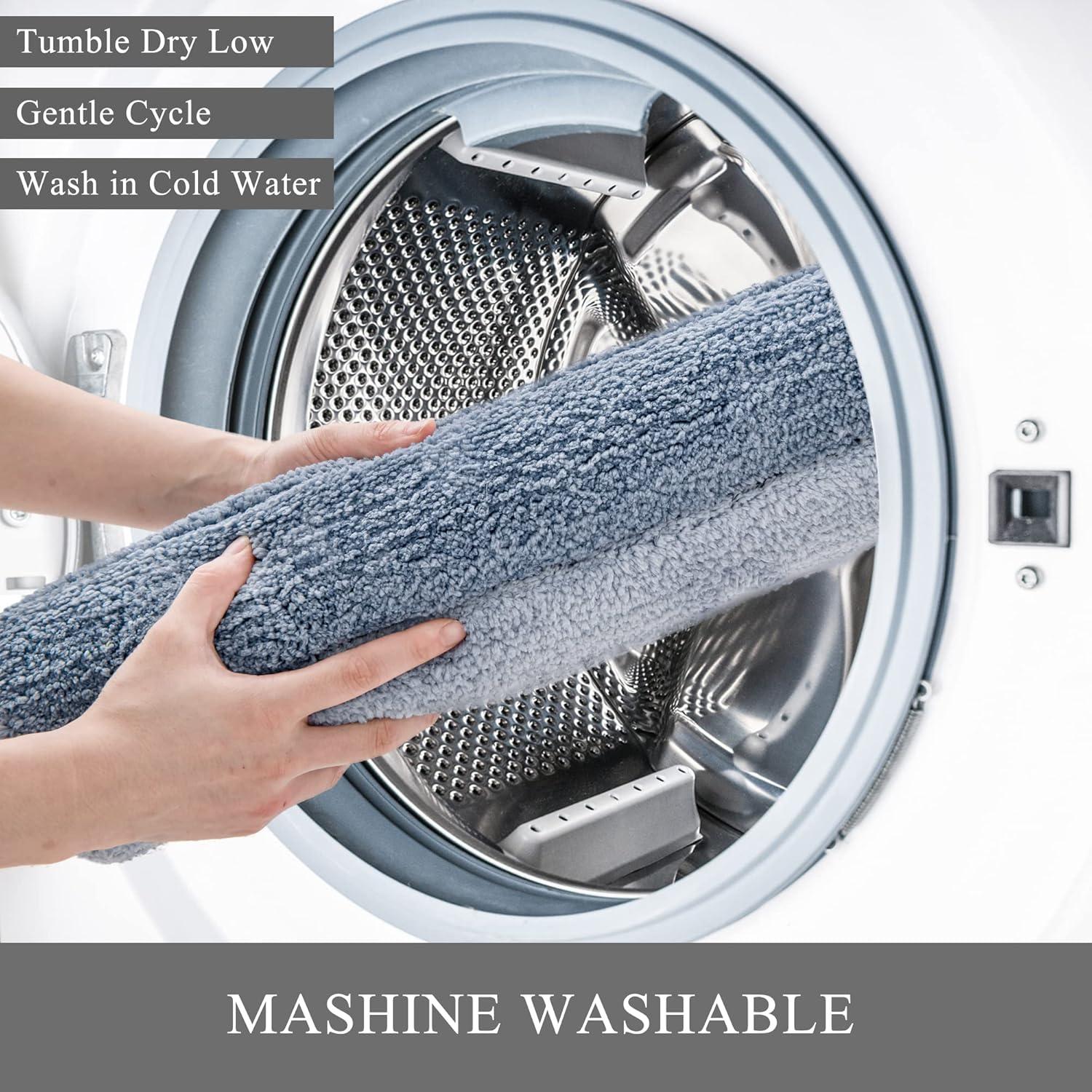 Kmson Juego de 2 Alfombrillas de Baño Antideslizantes Azul