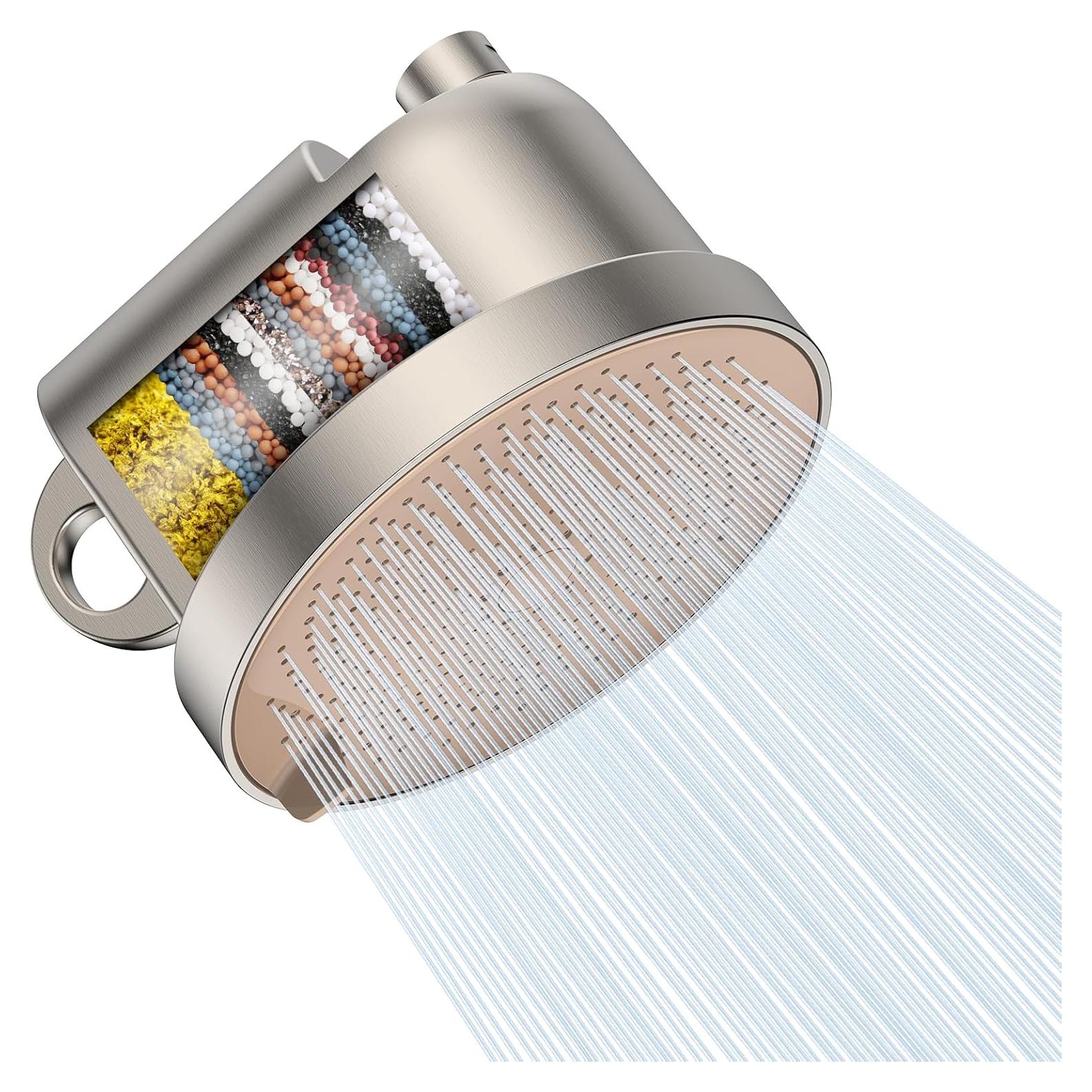 Cabezal de Ducha Filtrado MakeFit - Alta Presión 5 Modos - Níquel Cepillado