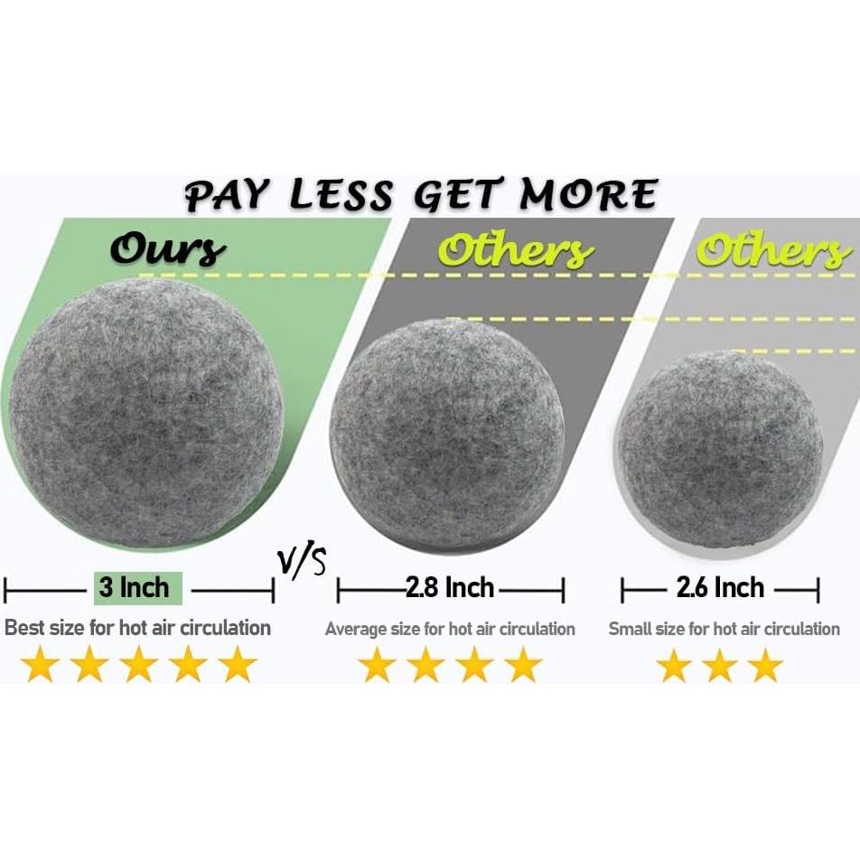 Bolas de Secado de Lana Orgánica RAYTRADE 6-Pack 100% Natural