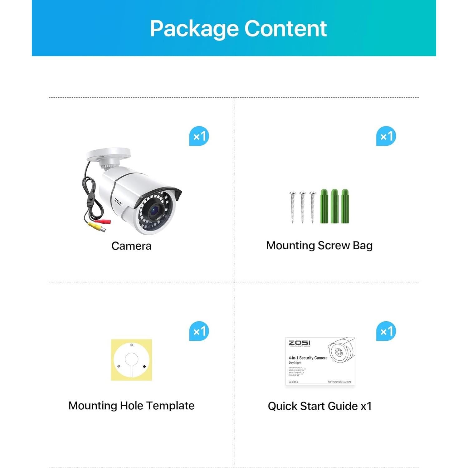 Cámara de Seguridad ZOSI 2MP 1080p Híbrida 4-en-1 IP67