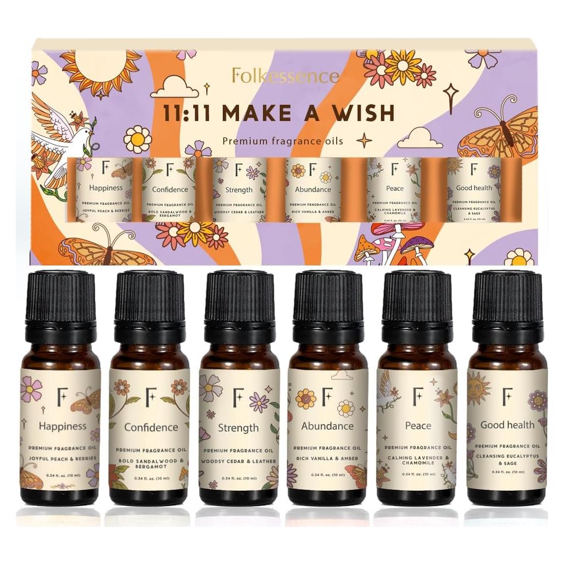 Set de 6 Aceites Esenciales Folkulture 10 ml - Vainilla, Eucalipto, Sándalo