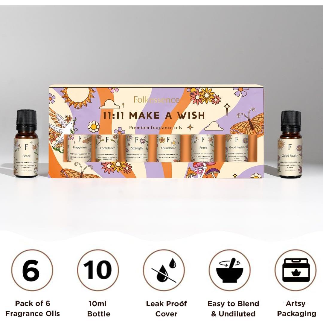 Set de 6 Aceites Esenciales Folkulture 10 ml - Vainilla, Eucalipto, Sándalo