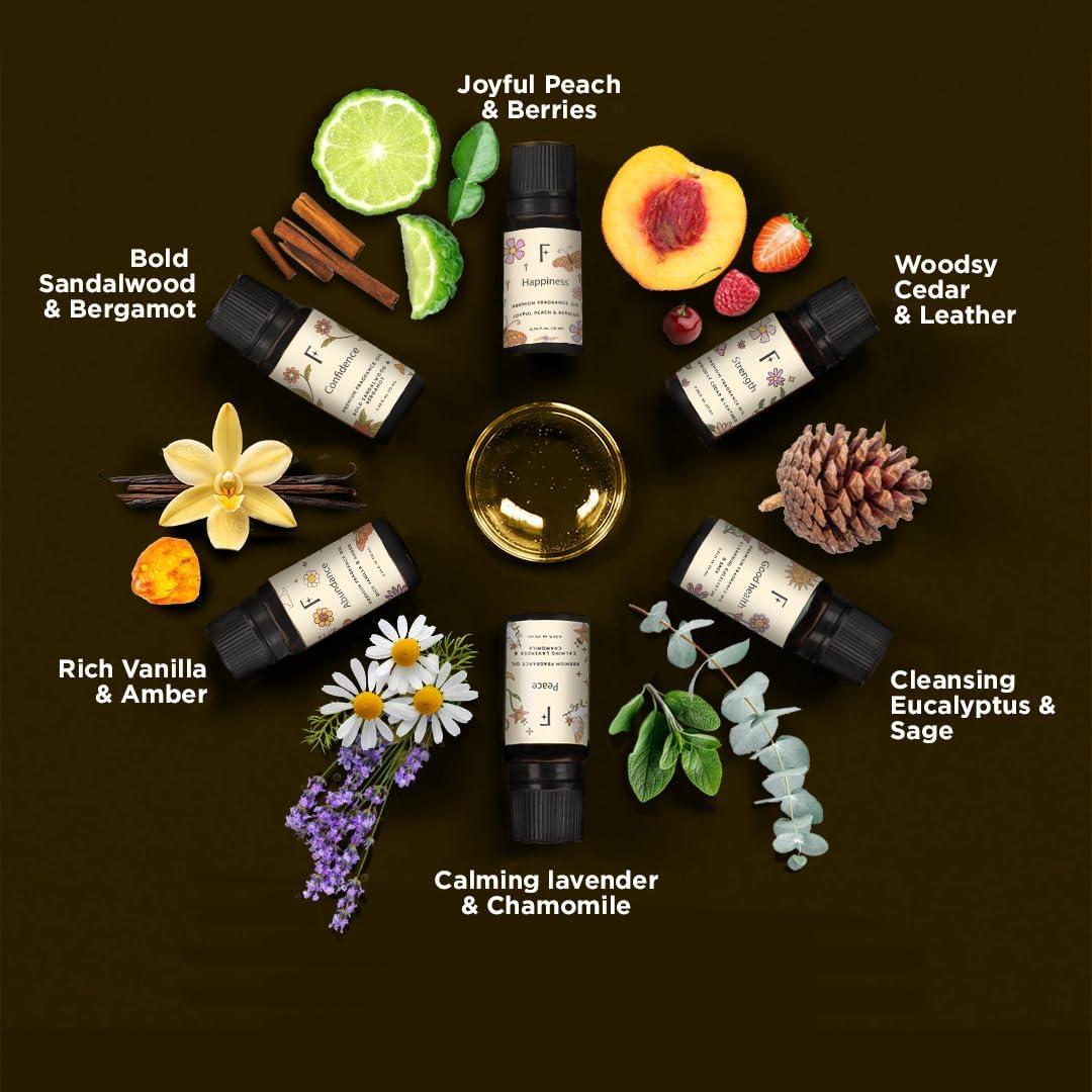 Set de 6 Aceites Esenciales Folkulture 10 ml - Vainilla, Eucalipto, Sándalo