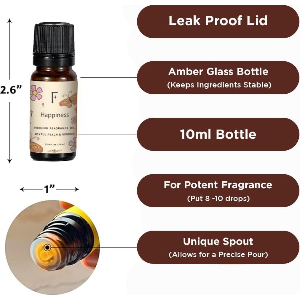 Set de 6 Aceites Esenciales Folkulture 10 ml - Vainilla, Eucalipto, Sándalo