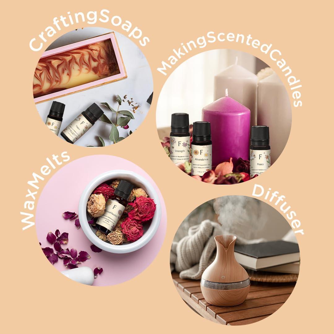 Set de 6 Aceites Esenciales Folkulture 10 ml - Vainilla, Eucalipto, Sándalo