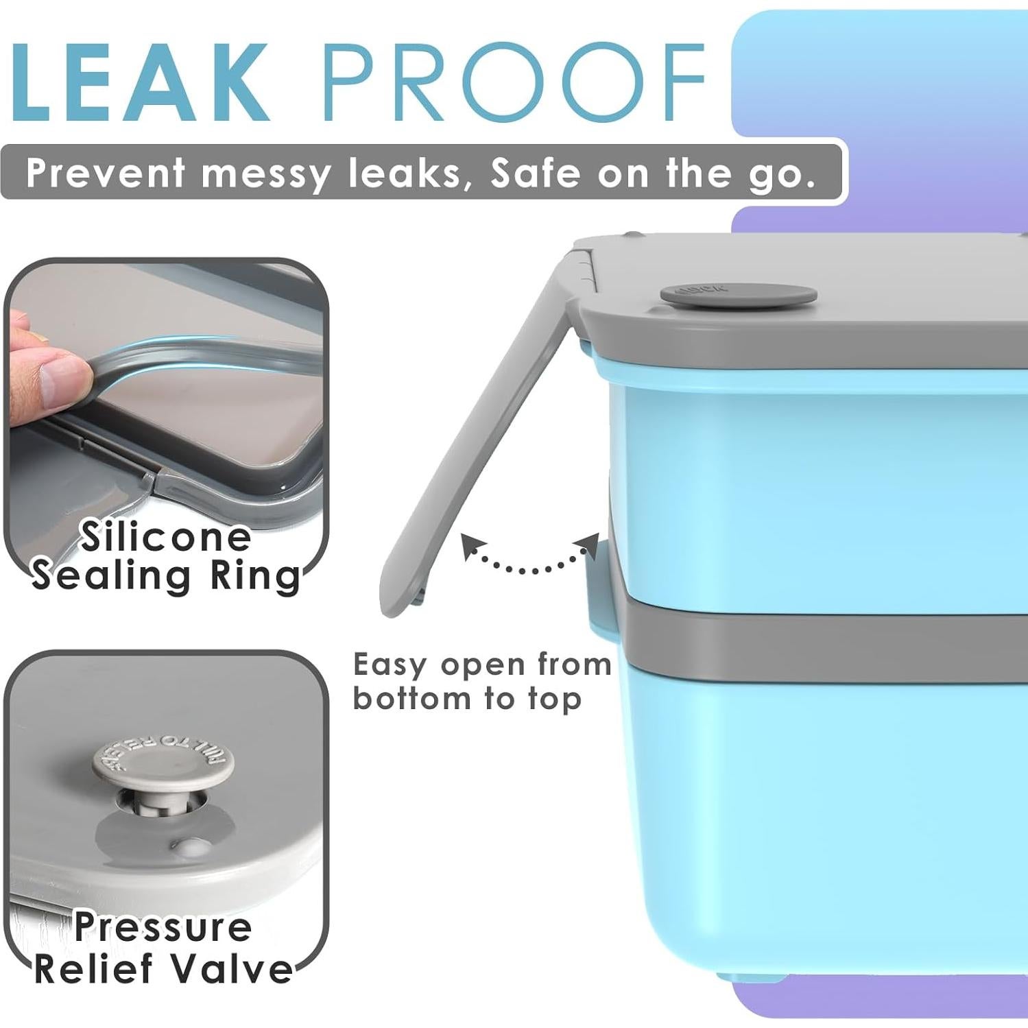 Caja Bento Doble Capa Whalehouse 1.3L Apta Microondas Azul